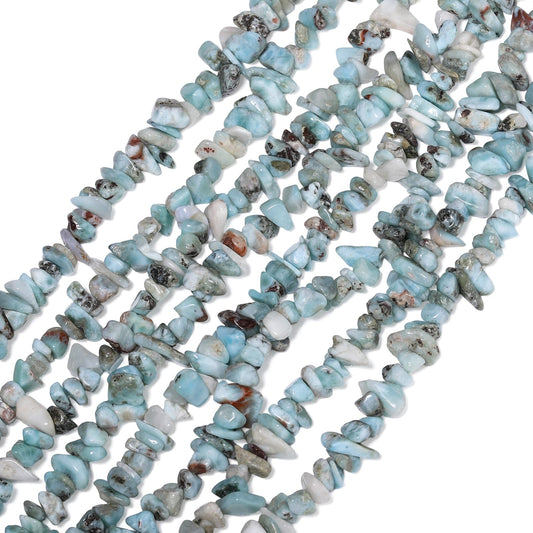 30in Larimar Natural Chip Stone Beads 5-8mm About 230pcs, Irregular Drilled Light Blue Green Bead for Bracelets Jewelry Making Supplies for Adults, DIY Crafts.