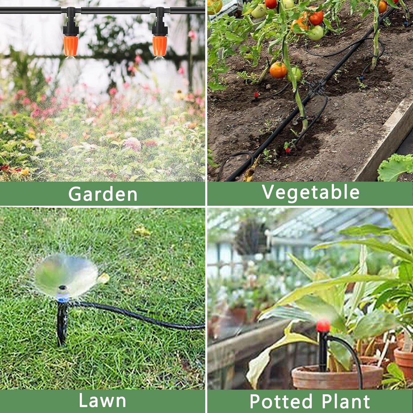200FT+40FT Drip Irrigation System, Garden Watering System with 8/11mm Main Tubing 4/7mm Distribution Irrigation Tubing and Accessories, Irrigation System for Garden, Greenhouse, Yard, Lawn, Plant