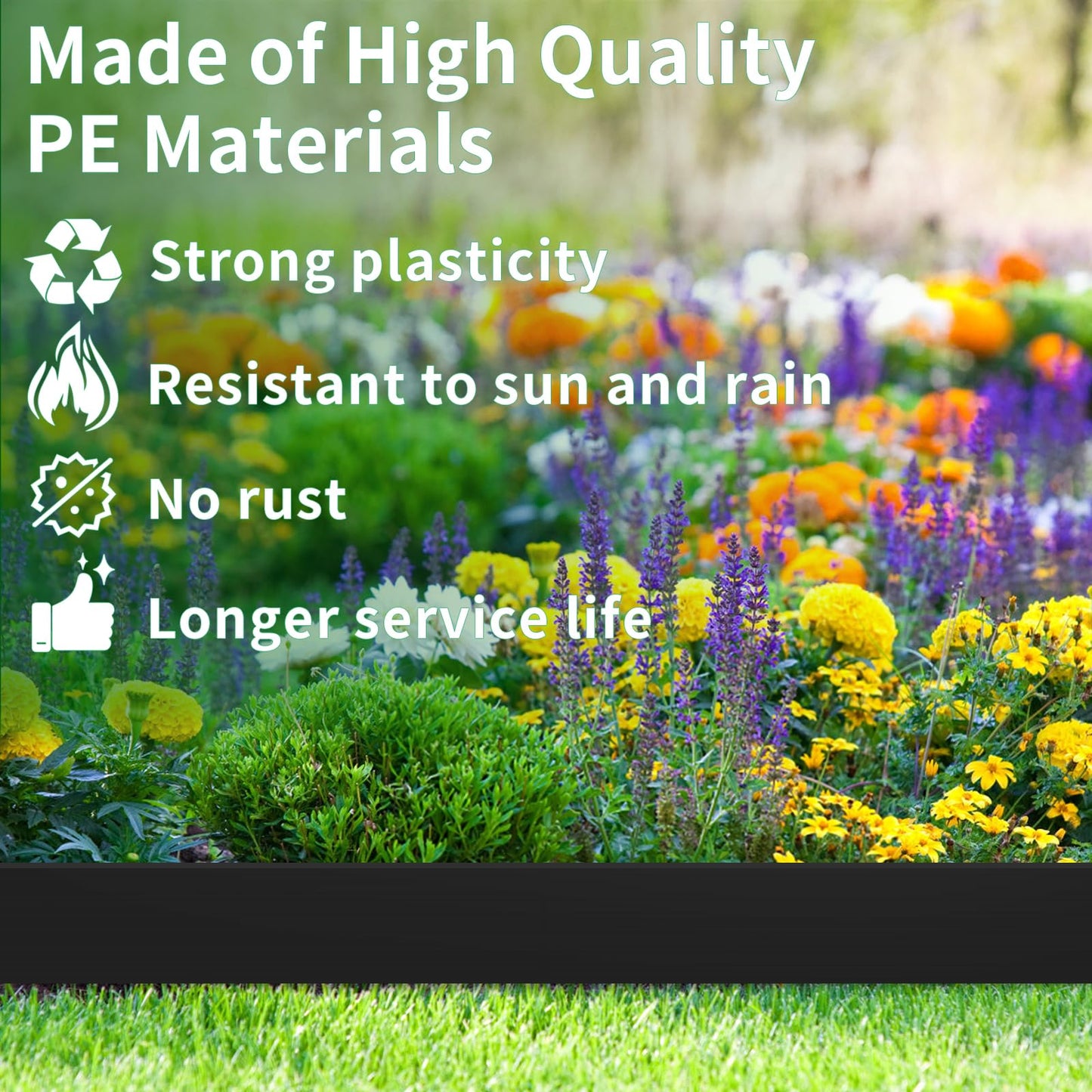 AggFencer 4 in x 25 Ft Garden Landscape Edging, No Dig Garden Edging Border Kit with 46 Pcs Spikes for Flower Bed Lawn Yard Grass Black