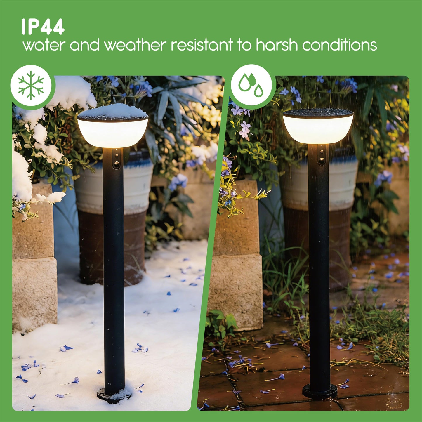 VerLuce Basin Series - 24.5" Solar Pathway Lights - Walkway Lights for Outside - PIR Sensor & Three Lighting Modes - Rechargeable Battery Lasts Up to 35 Hours - 2700K - Dark Sky Friendly - 4 Pack