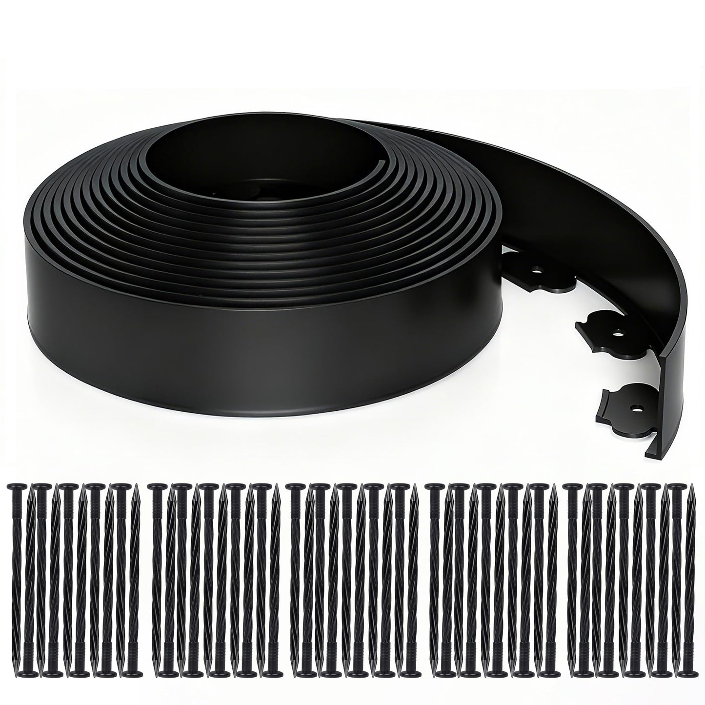 WISD Landscape Edging 2 in x 100 ft with 150 Anchor Stakes, No Dig Garden Edging Border Flexible Plastic Weather-Resistant Lawn Edging Weed Control (Black, 100FT)