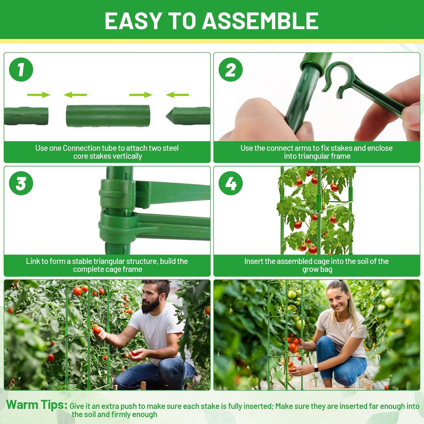 Legigo 4 Pack Tomato Cages with 10 Gallon Grow Bags- 48 Inch Tomato Trellis Planter Plant Support Stakes, Tomato Plant Cage Garden Trellis for Vertical Climbing Plants Vegetables Flowers Fruits