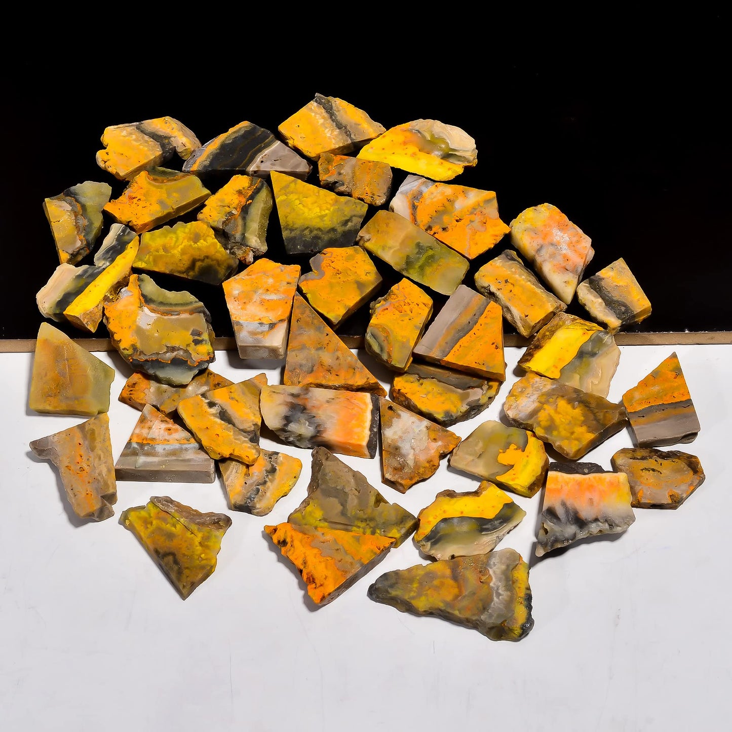 Natural Bumble Bee Raw Slice Gemstone- Healing Crystals for DIY Jewelry Making -Loose Natural Cabochon -Perfect for Crafting Unique Jewelry Designs (5 pcs, 25-35 mm)