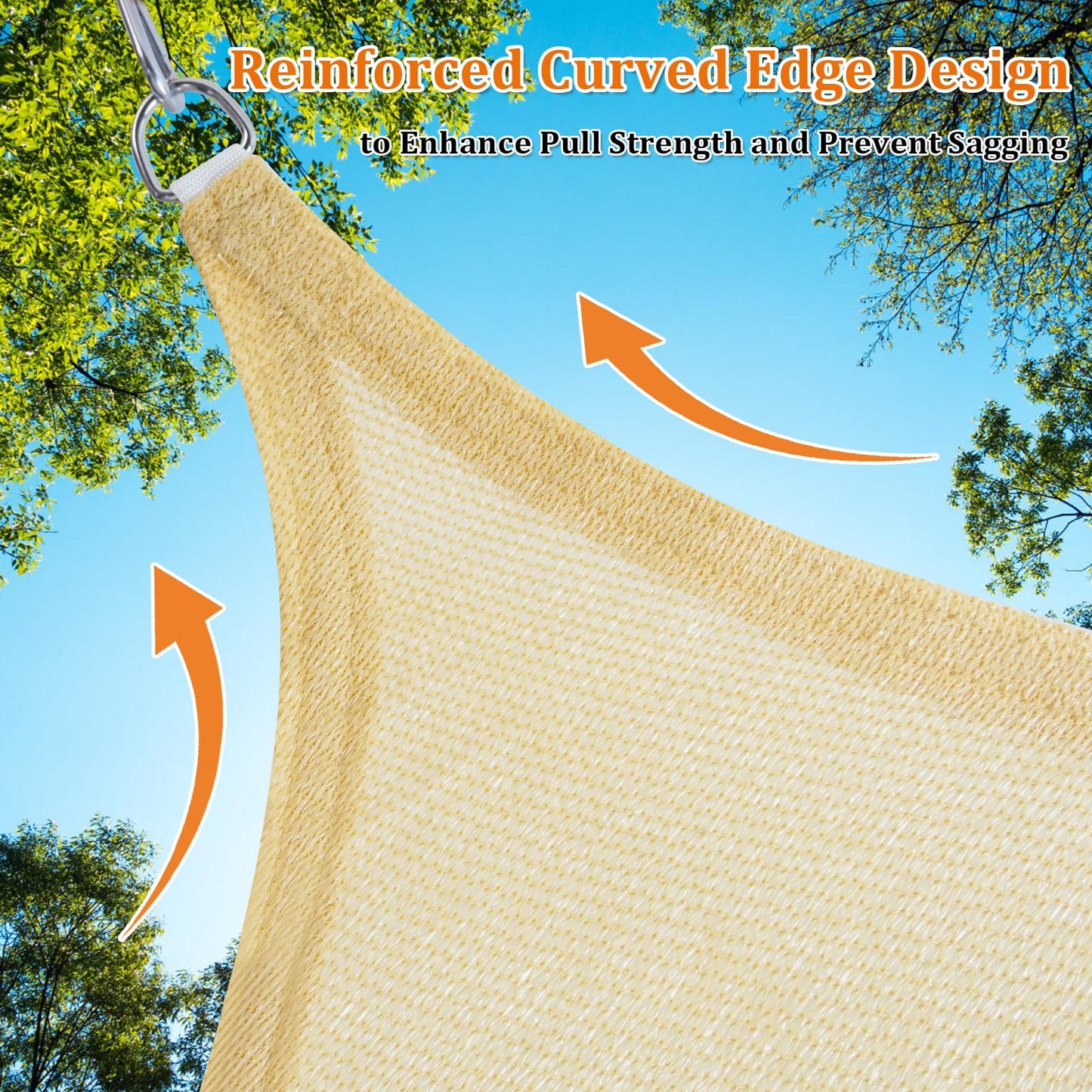 Shade&Beyond Triangle Sun Shade Sail 16'X16'X16' Permeable Canopy Sand for Patio Garden Yard Deck Pergola (We Make Custom Size)