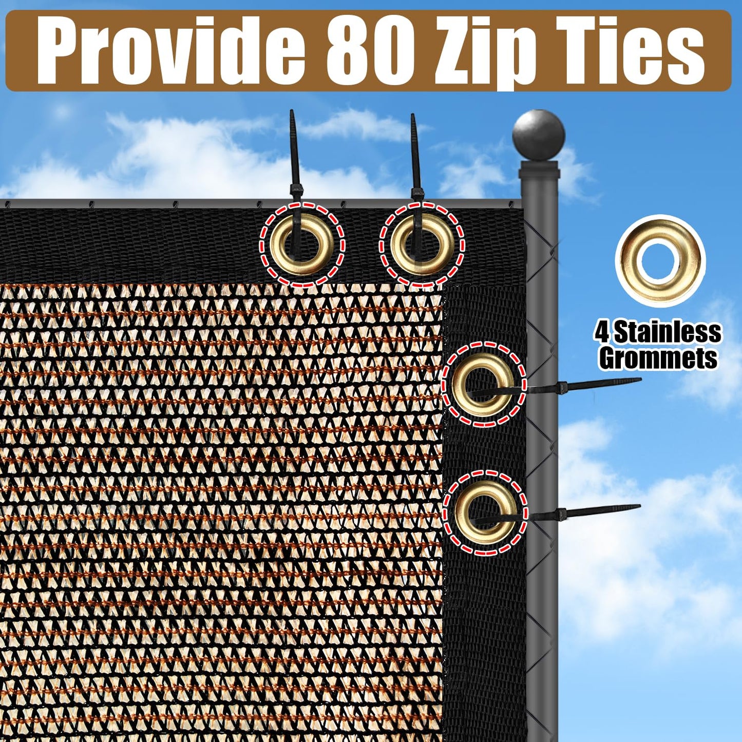 Brown 6FT X 50FT Outdoor Privacy Screen Fence & Mesh Shade Net Cover, Ideal for Garden and Backyard - Enhances Privacy for Fencing & Chain Link, Perfect for Patio Privacy Wall, Slats，Freestanding