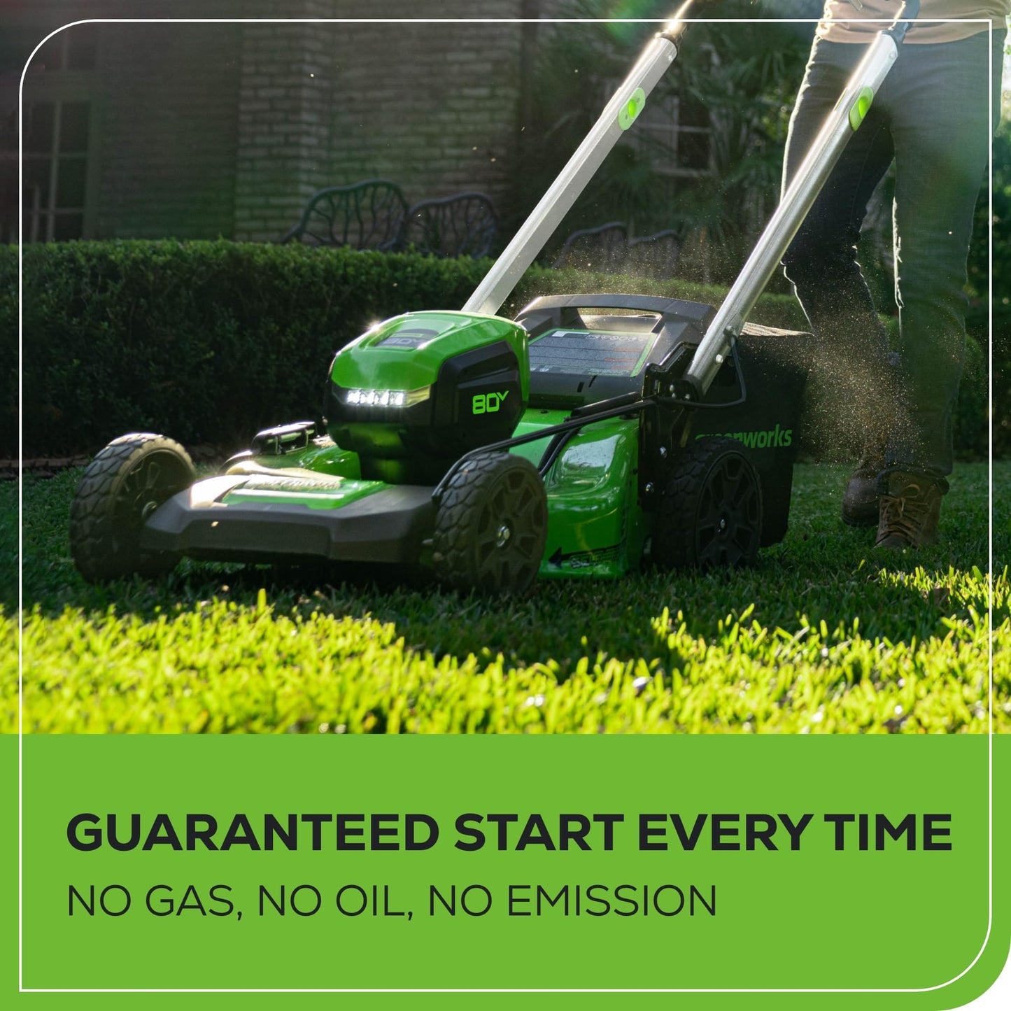 Greenworks 80V 21" Self-Propelled Cordless Lawn Mower – Brushless Motor, LED Lights, 4.0Ah Battery & Rapid Charger (75+ Compatible Tools)