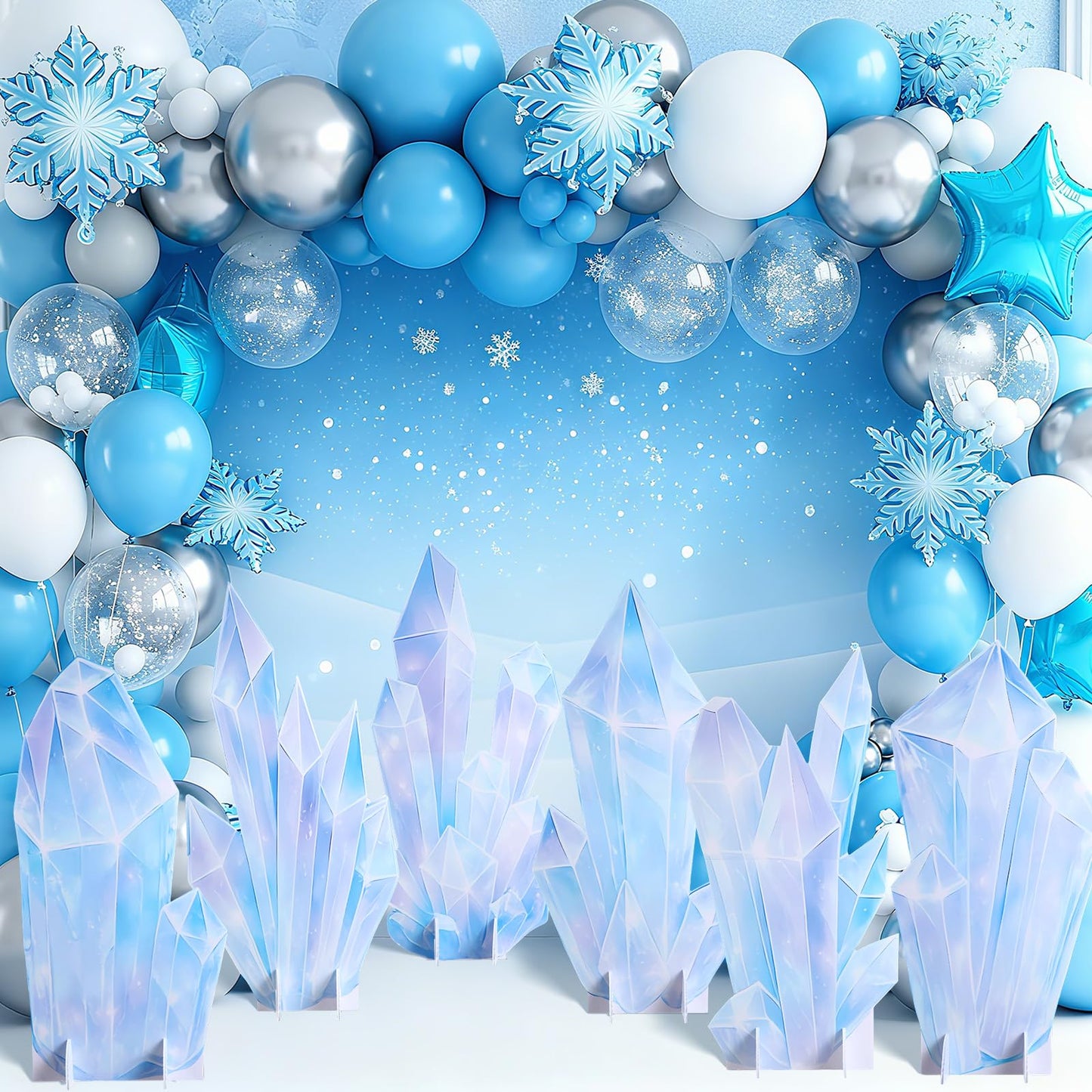 Novabright 6 Pcs Icicle Style Standees Standup Cutout Backdrop Photo Props Theme Party Decorations for Birthday Party Supplies Baby Shower Classroom Halloween Decor(White)