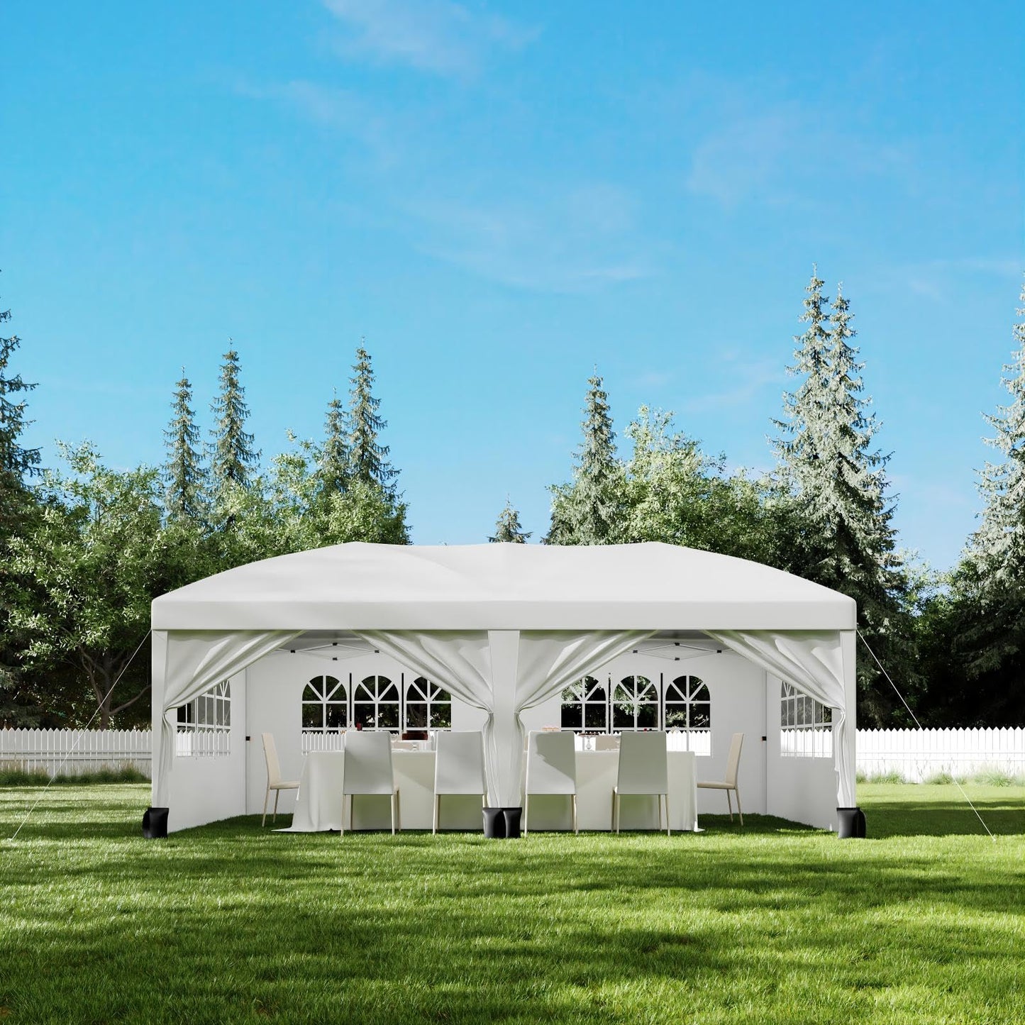 PeakPursuit 10'x20' Party Tent Heavy Duty Pop Up Canopy Commercial Canopy Wedding Tent Event Shelter with 6 Removable Sidewalls and Storage Bag for Patio Backyard Outdoor, White