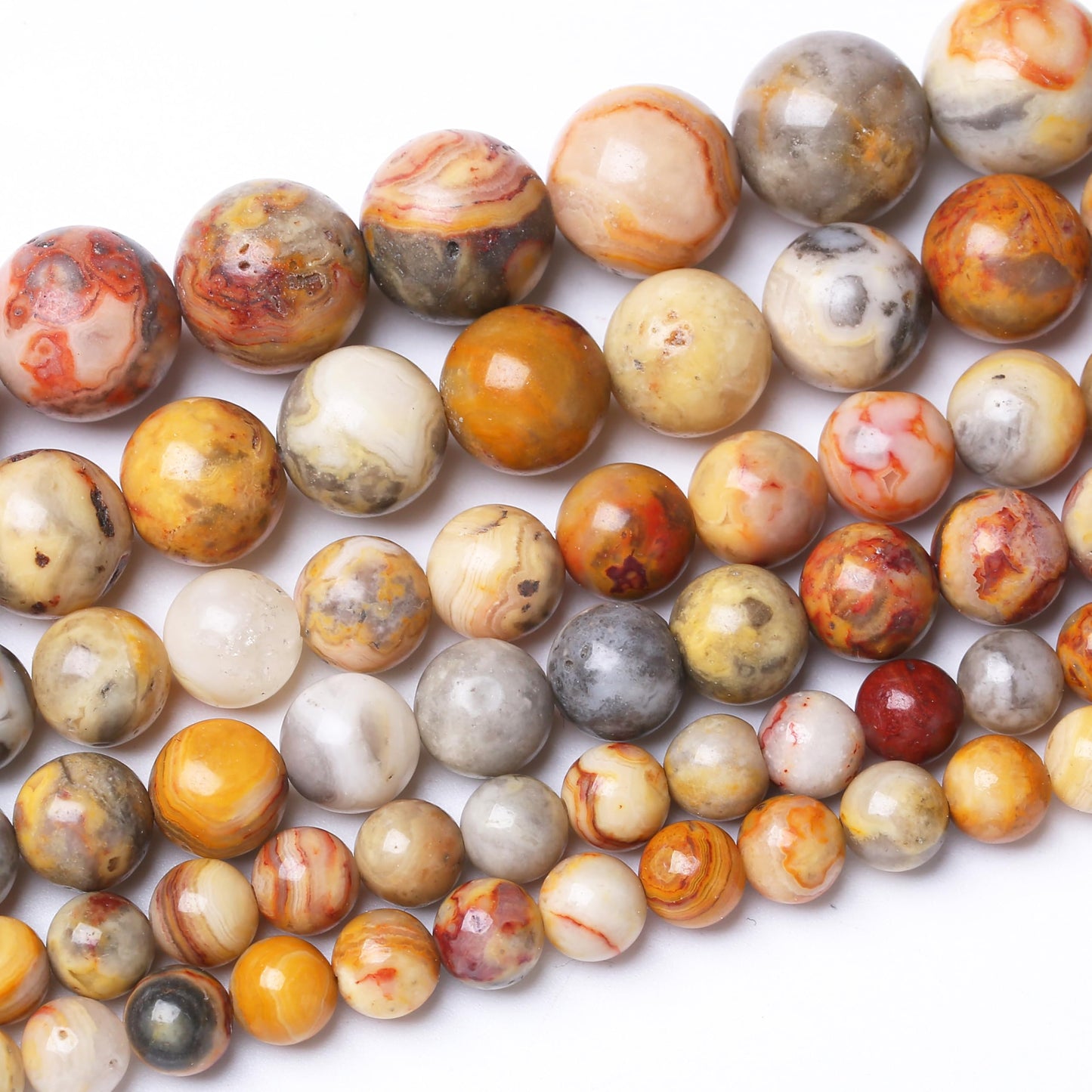 90PCS 4MM Crazy Lace Agate Beads Natural Gemstone Round Stone Beads for Jewelry Making DIY Energy Stone Healing Power Bracelet 15"