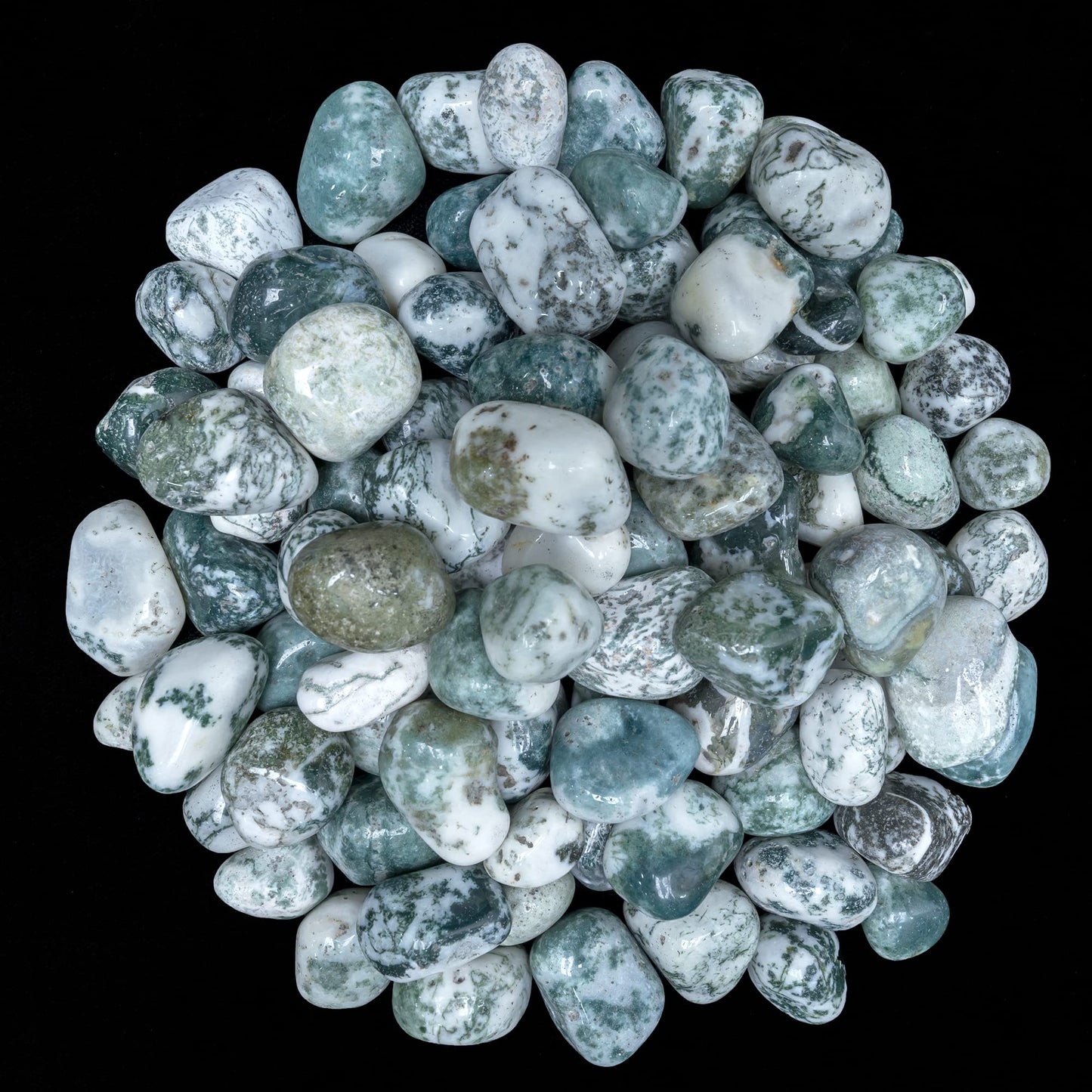Crocon 1lb Tree Agate Tumble Stones Stones Set Pocket Crystal Healing Gemstones Balancing Tumble Collection Palm Stone Meditation Good Luck Charm Gift Craft Home Decor Size: 20-25 mm 1 LB