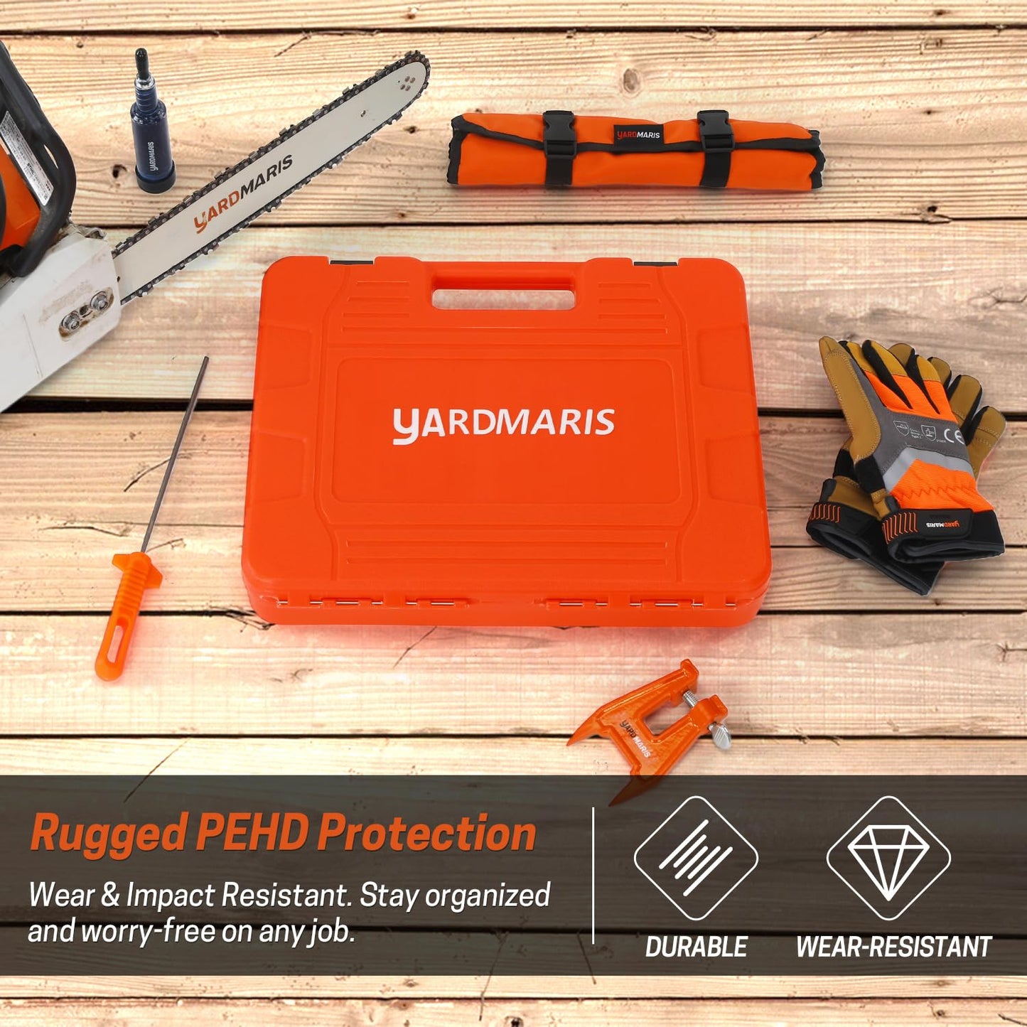 YARDMARIS Chainsaw Chain Storage Case, Portable Chain Holder Box with Tool Storage Tank, Universal Saw Chain Organizer for All Chainsaw Chains