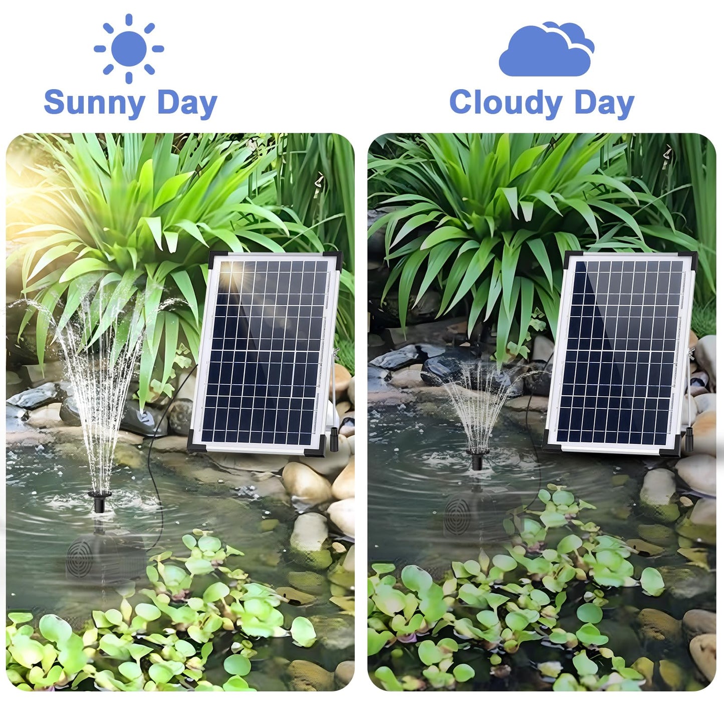 Solar Water Fountain Solar Powered Water Fountain 264GHP Solar Fountain Pump 12W 17V Solar Water Pump for Birdbath,Pond,Fish Tank,Waterfall,Garden Water Feature