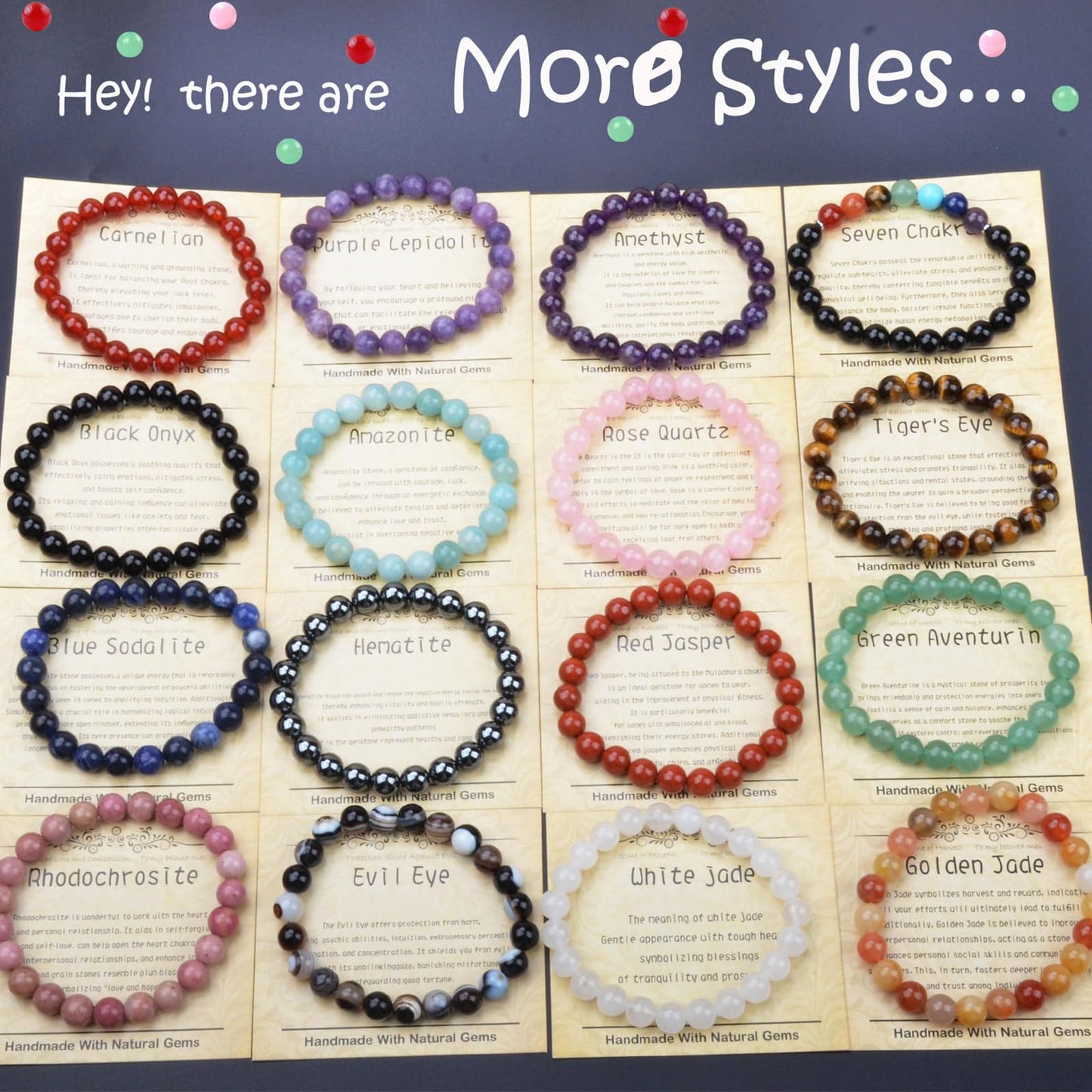 CHCCOYE 4mm Natural Healing Gemstone Bracelet Handmade Yoga Stretch Elastic Bracelet Stress Relief Crystal Jewelry for Men and Women (4mm Leopard Skin Jasper)