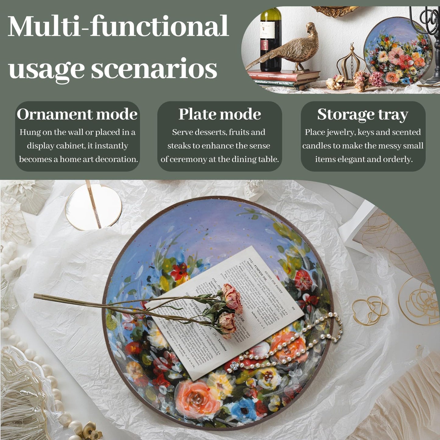 NJYYSYXB Handcrafted Ceramic Oil Painting Plate Functional Art Dinner Plate, Suitable for Tableware and Wall Decoration Dinner Plate That Can Be Safely Used In Dishwashers And Microwave Ovens