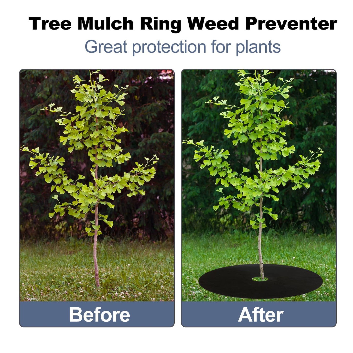Tezhile 8 Pack Non-Woven Tree Mulch Ring 20.5 Inch, Round Mulch Ring Tree Protector Mat with 20 Garden Stakes, Reusable Heavy Duty Weed Barrier Fabric for Weed Control Root Protection