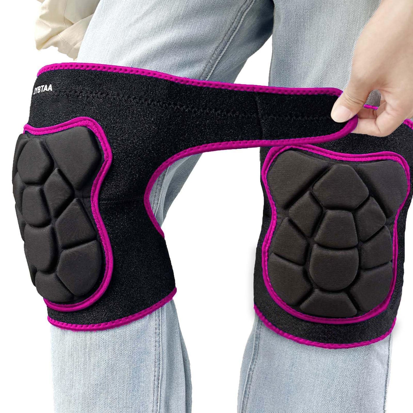 Men/Women Knee Pads, Garden Knee Cushion for Cleaning Floor, Waterproof Soft Knee Protector for Kneeling Crawling Work, Adjustable Flexible Foam Pad for Yard Tile Concrete for Worker, Rose Red L. (1 Pair)