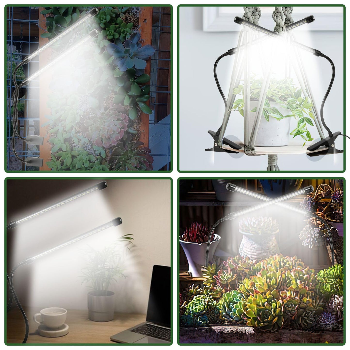 Bufccy Grow Lights for Indoor Plants, 6000K Full Spectrum Grow Light for Succulents, Vegetables Small Plants, Auto On Off Timing, 9 Dimming, 360 Degree Adjustable Plant Lights, 2 Pack