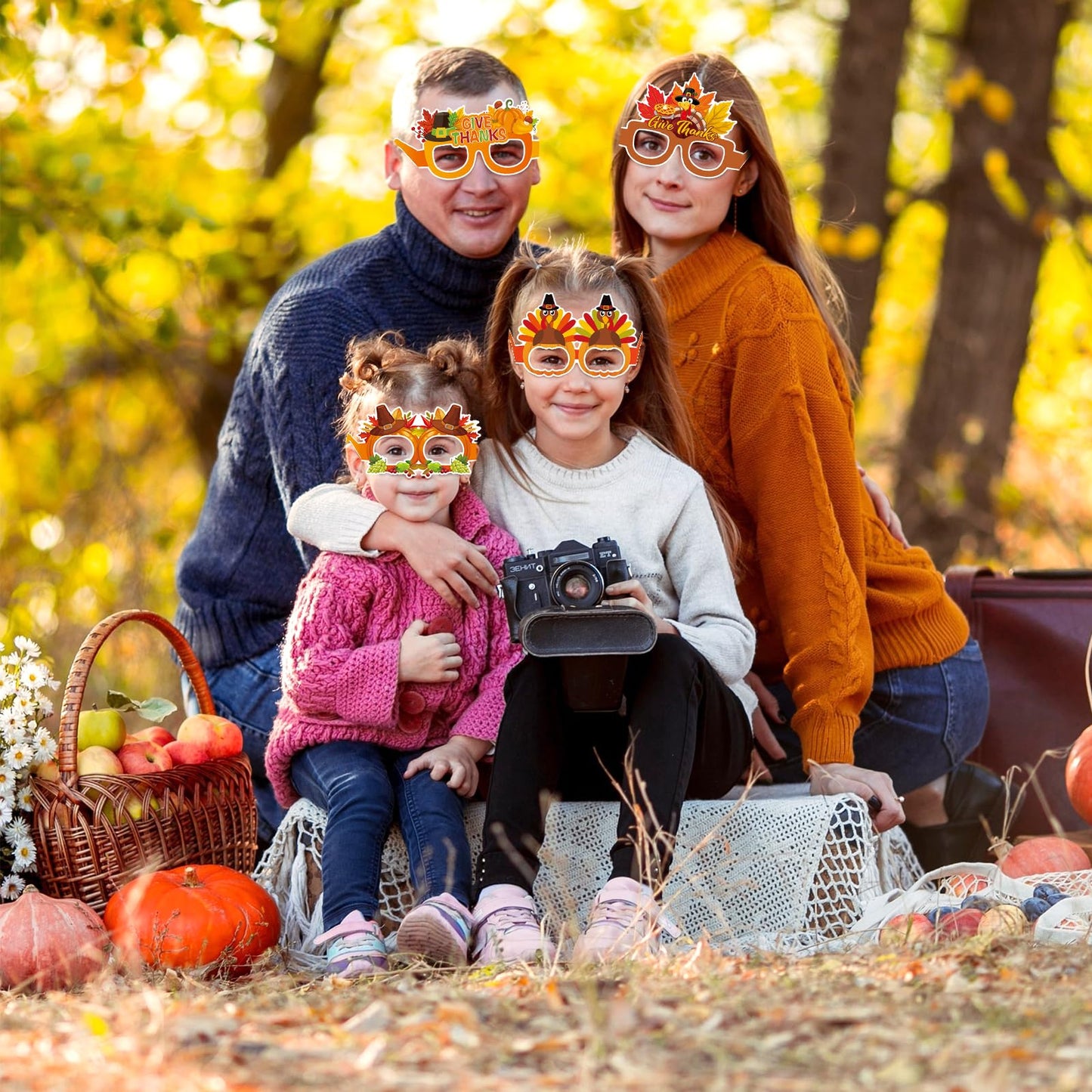 Jremreo 12 Pieces Thanksgiving Paper Glasses, Festival Fall Eyewear with Turkey and Autumn Designs for Holiday Photo Booth Props, Party Favors, and Thanksgiving Day Celebrations for Adults and Kids