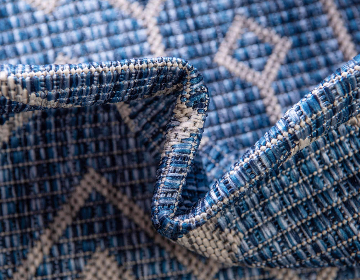 Unique Loom Outdoor Trellis Collection Area Rug - Tribal Trellis (8' x 10' Rectangle, Blue/ Ivory)