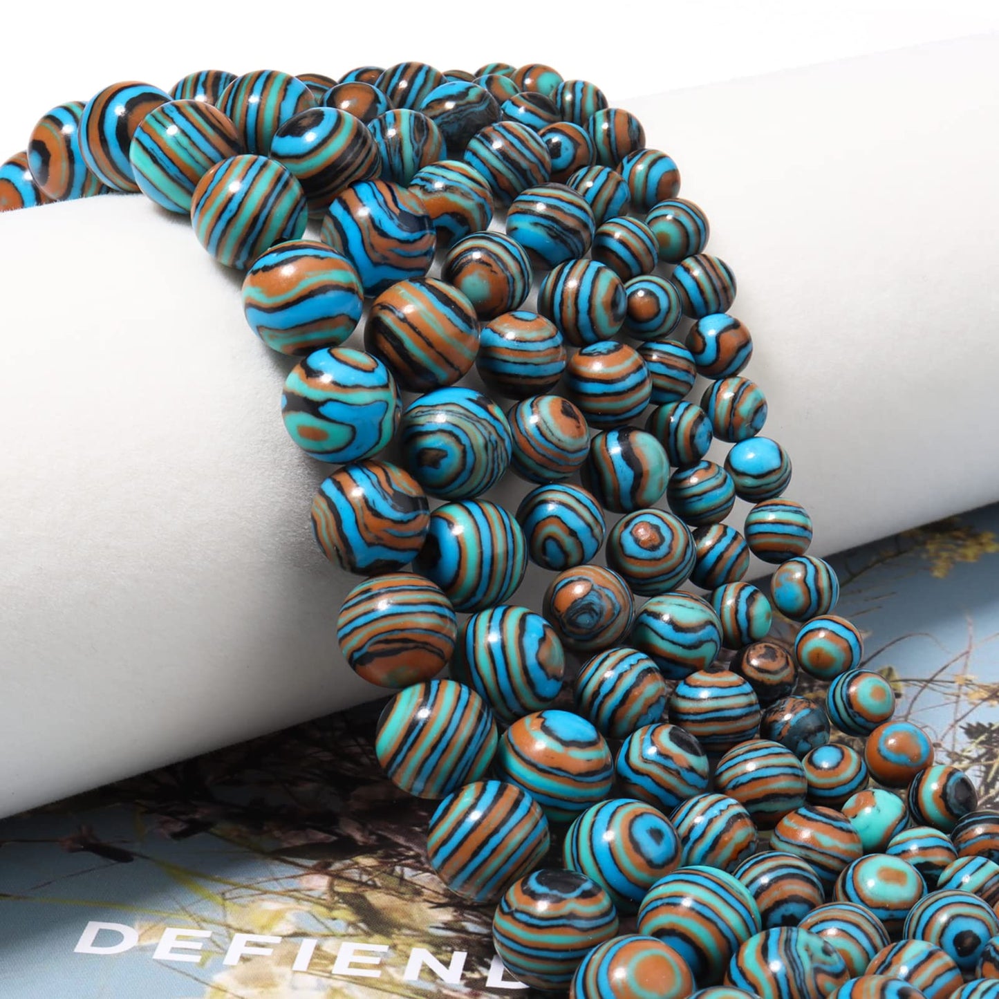 45pcs 8mm Natural Stone Beads Blue Malachite Beads Energy Crystal Healing Power Gemstone for Jewelry Making, DIY Bracelet Necklace
