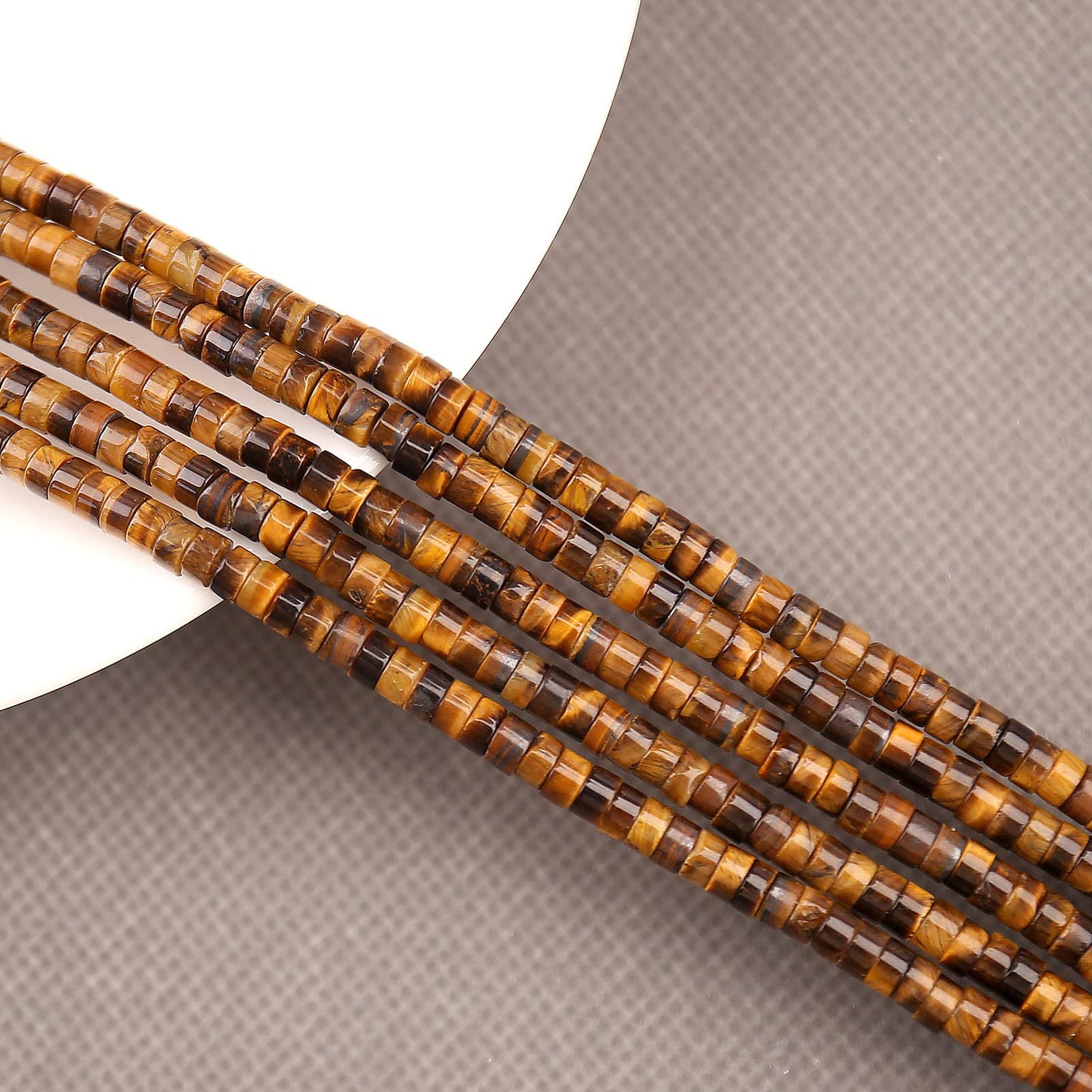 BONNY BOXX 150PCs Natural Classic Tiger Eye Spacer Beads, Loose Semi Precious Flat Round Gemstone Heishi Disc Stone Beads for Beading Jewelry Making 4mm*2mm