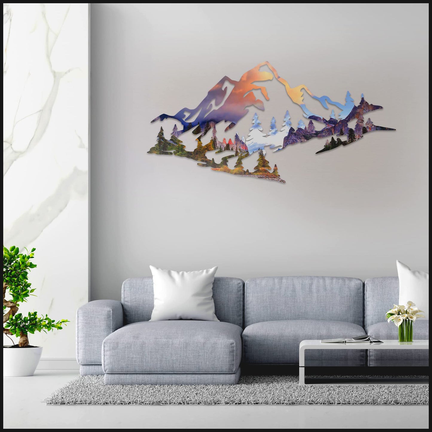 METALPLEX Yosemite Basin Mountain Range View Metal Wall Art – Aluminum Wall Decor with Matte Finish – Fade, Water and Scratch Resistant, Nature Landscape Artwork for Indoor Use – Large 47"x22"