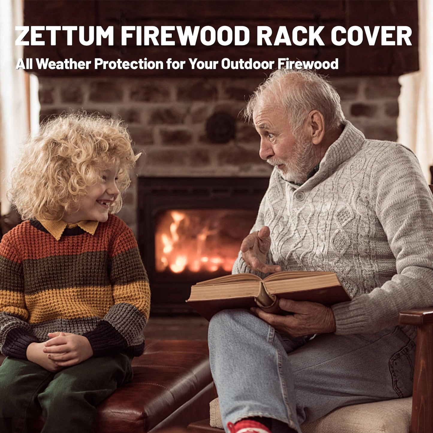 Zettum Firewood Rack Cover 8 Feet - 600D Wood Rack Cover Waterproof & Heavy Duty, 8 Foot Outdoor Log Pile Holder Covers Storage for 8FT Standard Fire Wood Rack Stands (96 x 24 x 49 Inch)