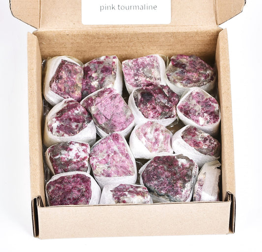 JIC Gem 12-16Pcs 0.7 Lbs irregular shape unpolished raw Madagascar natural Pink Tourmaline Quartz Crystals and Healing Stones,0.32KG Gemstone Crystal Bulk rough Stones