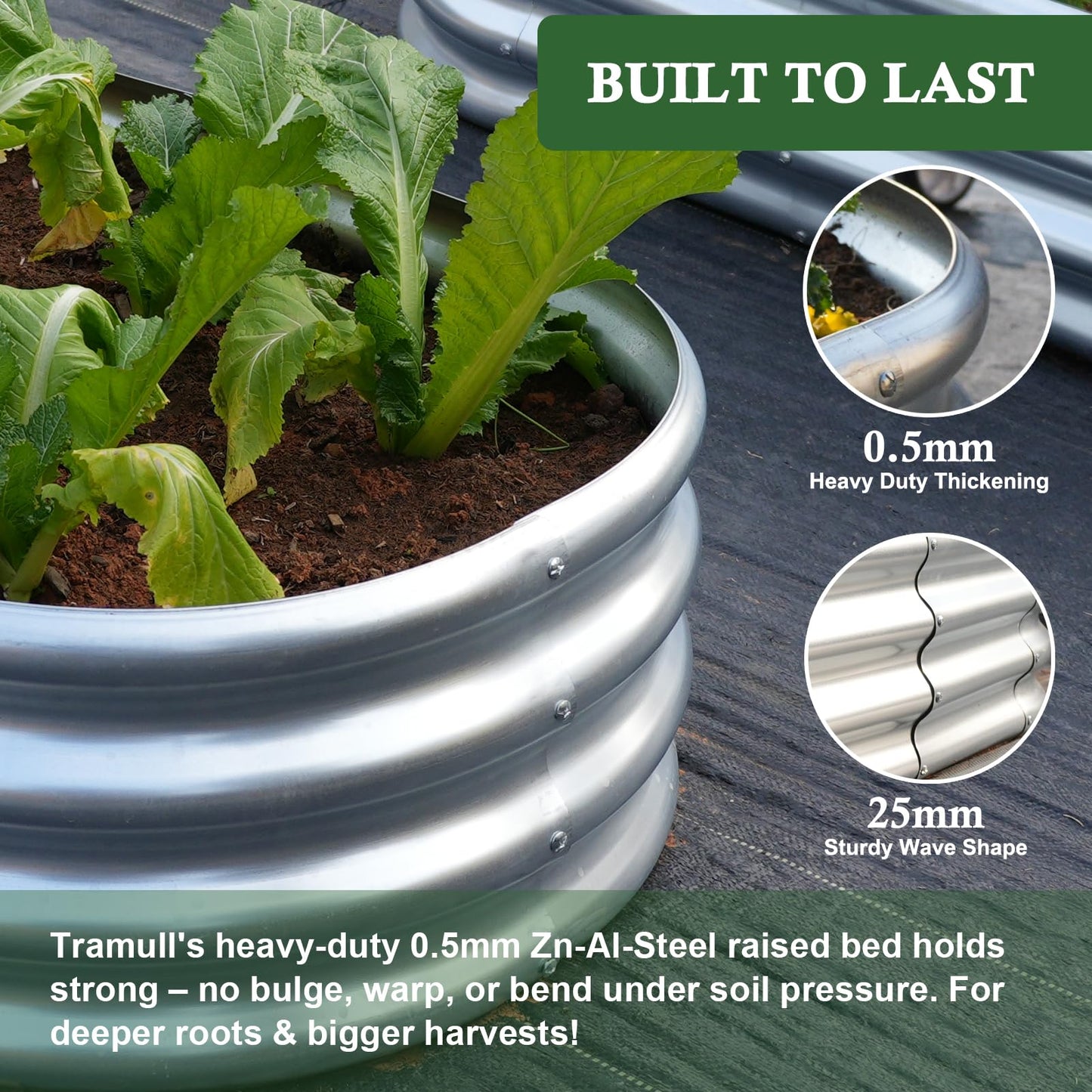 Tramull 4x2x1 ft Galvanized Raised Garden Bed Outdoor, 4-Pack 12" Tall Metal Planter Boxes for Planting Vegetables, Flowers, Herbs, Tomato - Corrugated Rust-Resistant Elevated Garden Beds Kit, Silver