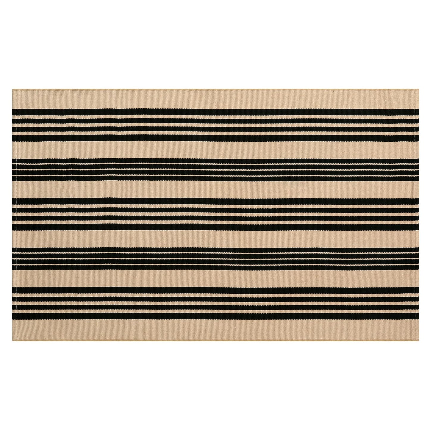 Sungea Black and Khaki Striped Rugs 3x5, Outdoor Cotton Hand Woven Front Door Mat,Washable Reversible Layered Door Mats, Foldable Front Porch Rug for Entryway/Home Entrance/Farmhouse