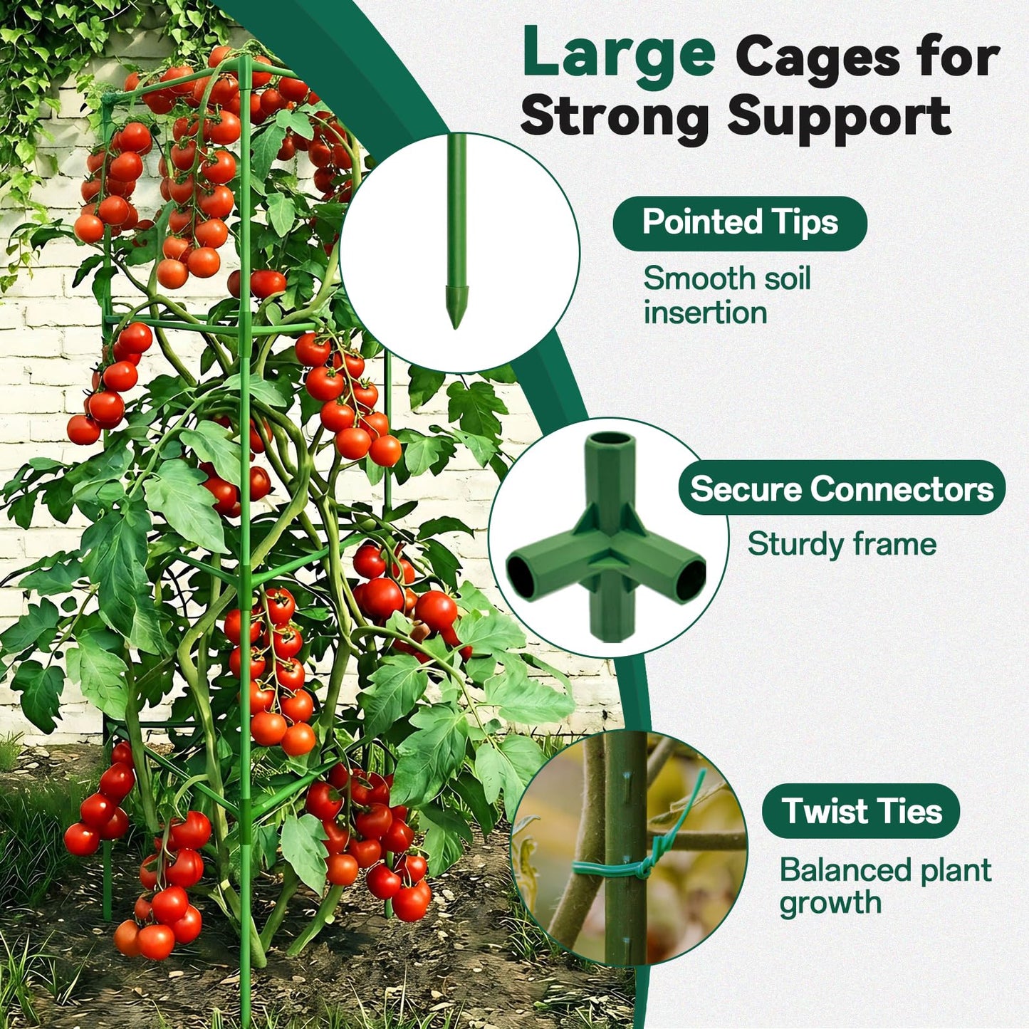 Halatool 3 Pack Tomato Cages for Graden 60 Inch, Adjustable Metal Tall Heavy Duty Tomato Trellis Plant Support, Foldable Tomatoes Stakes for Climbing Vegetables Flowers Fruits