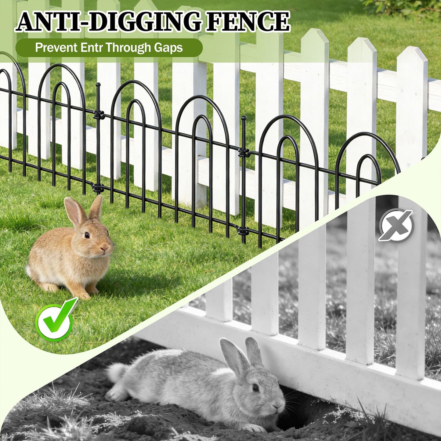 45ft x 13in Garden Fence Animal Barrier, 32 Panels Decorative Garden Fence Border, No Dig Garden Fence Panels, 1.8in Gap Rustproof Metal Stakes, Ground Defense Border Fence for Outdoor, Yard, Patio