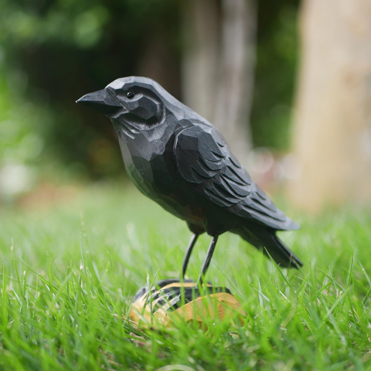 DinNingNing Wood Crow Figurine Black Raven Decor Small Animal Statues Carving Sculpture Ornament Bird Gifts