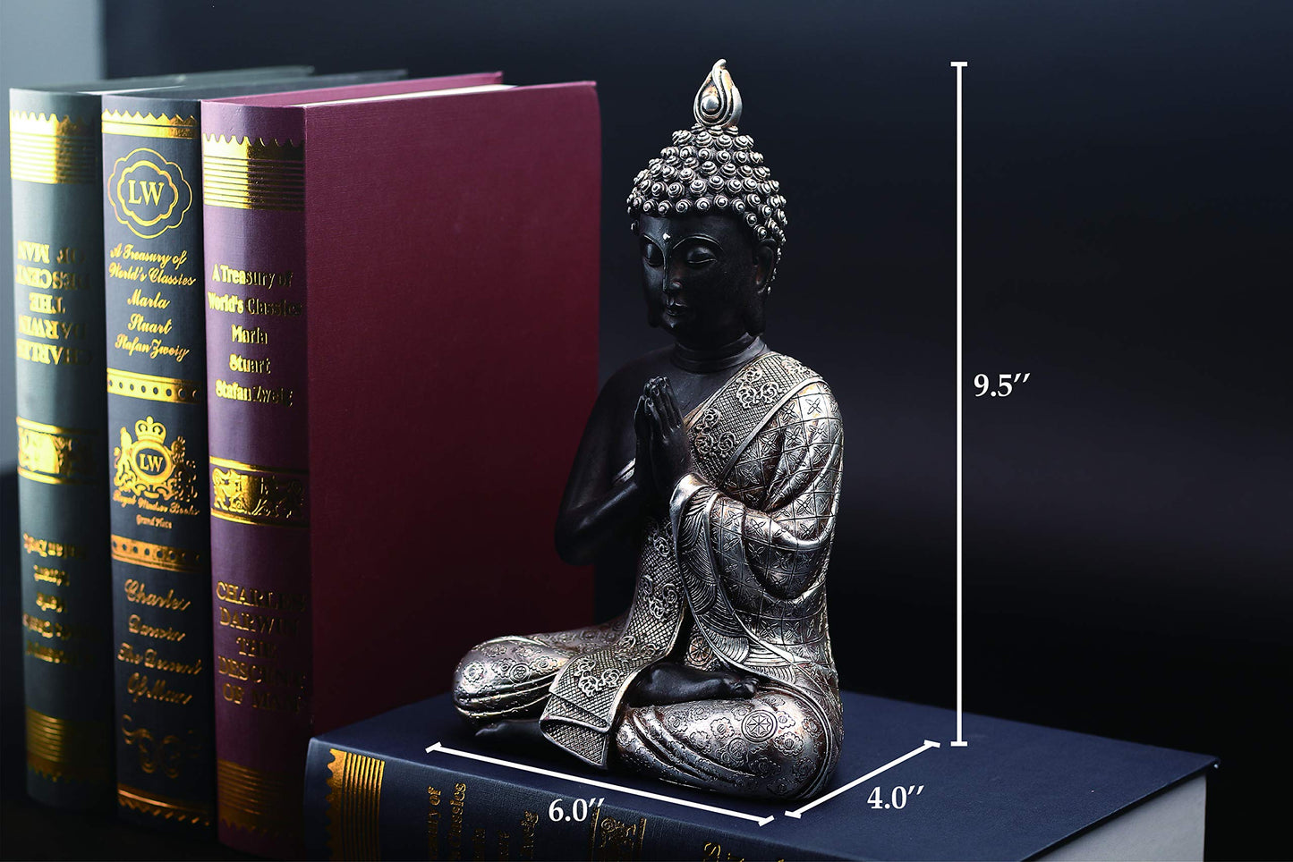 JORAE Seated Buddha Statue Buddhism Thai Meditating Home and Garden Decorative Sculpture Praying Collectibles Figurines, 9.5 in, Polyresin