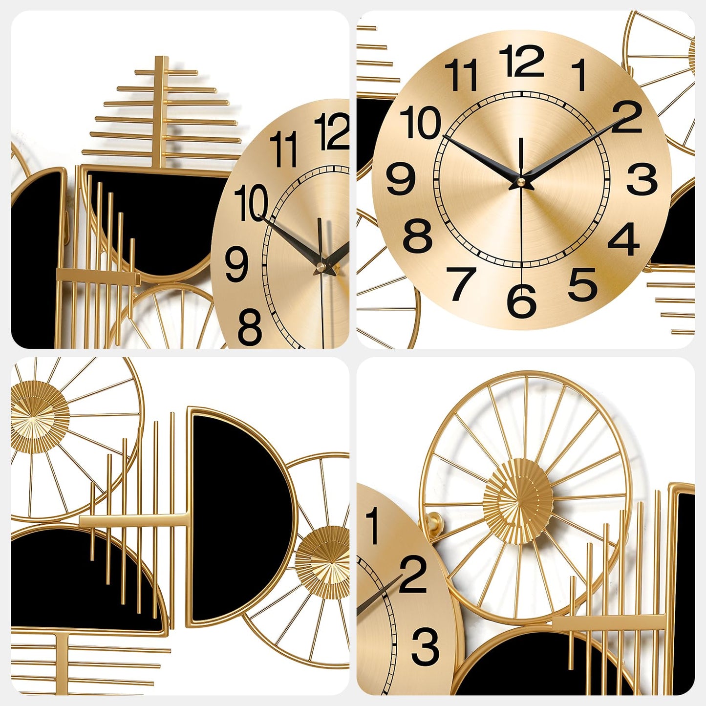 Large Wall Clock,Modern Silent Non-Ticking Metal Wall Art Wall Clocks Battery Operated, Horizontal or Vertical Hanging Clock for Living Room, Kitchen, Bedroom, or Office Wall Decor (40")