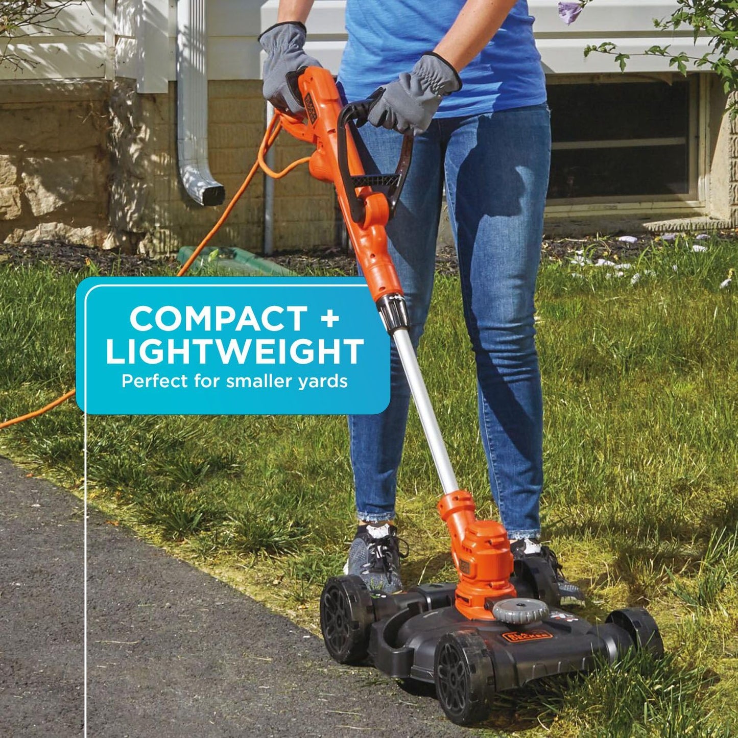 BLACK+DECKER Electric Lawn Mower, Weed Eater and Edger 3-in-1 Combo, Corded 12-Inch 6.5 Amp Electric Weed Wacker and Compact Push Mower (BESTA512CM)