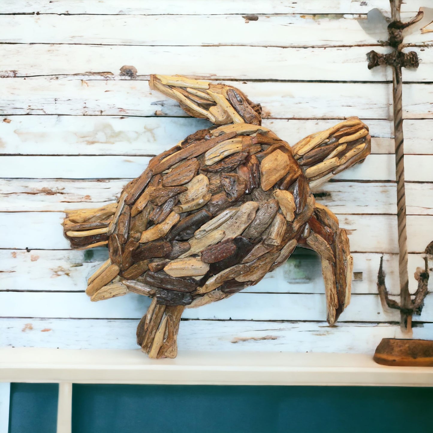 Om Gallery Driftwood Wall Art, Mother Turtle, Brown