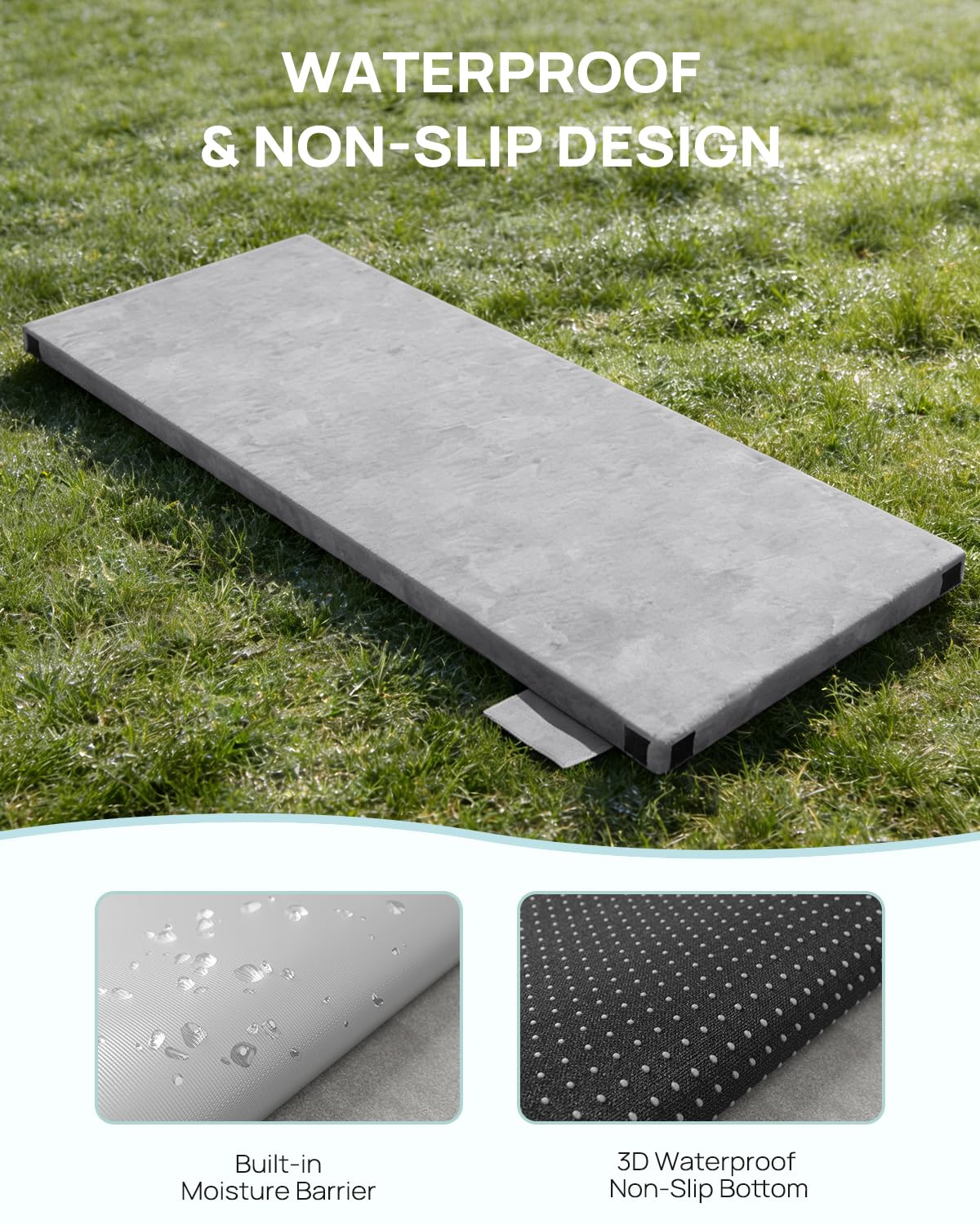 Releep 3 Inch Small Single Dual-Sided Memory Foam Camping Mattress, Waterproof Camping Sleeping Pad with Portable Pillow & Carry Bag, Roll Up Cot Mattress Mat for Guest Bed/Car/Tent