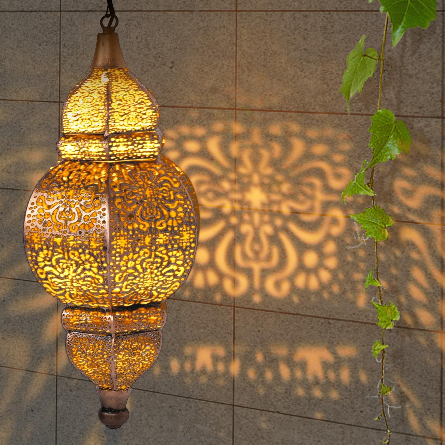 Hanging Solar Lights, Outdoor Decor Solar Lantern, Waterproof Metal Moroccan Lantern for Outside Patio Pathway Yard Front Porch Backyard Garden Decorative (1 Pack)