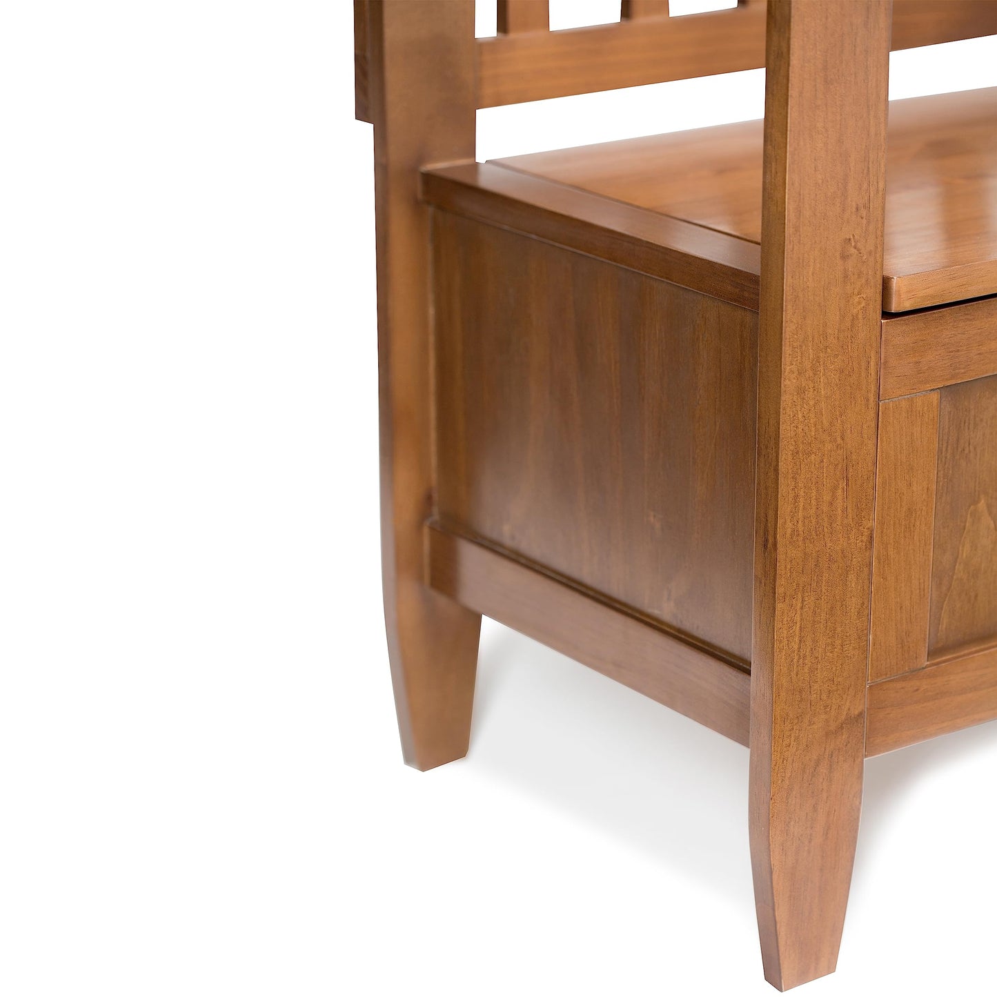 SIMPLIHOME Brooklyn Entryway Storage Bench - 48 inch Wide Solid Wood Hallway Bench in Medium Saddle Brown, Contemporary Mudroom Bench for Entry or Foyer with Lift-Up Lid and Spacious Hidden Storage