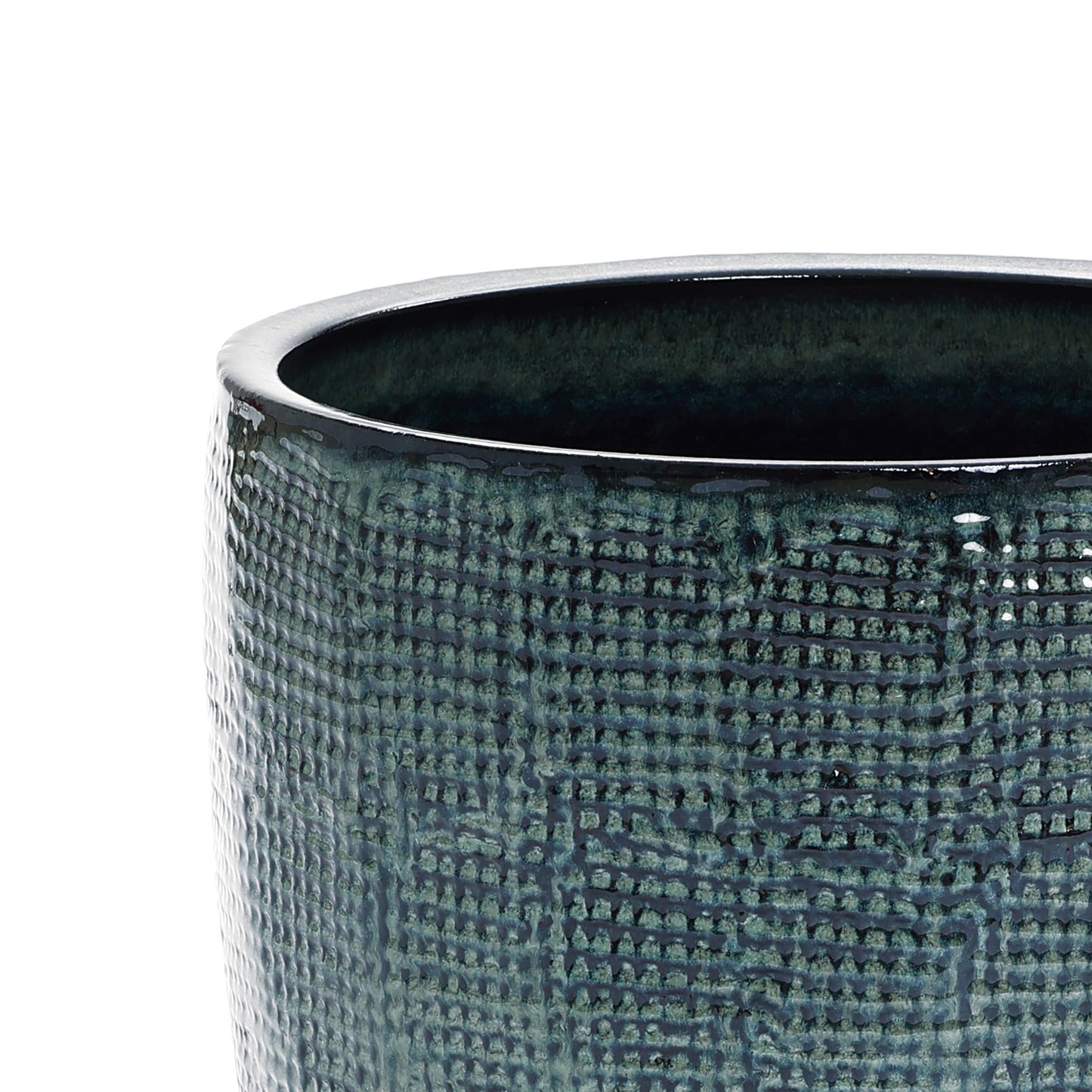 LuxenHome 15.5" Dia Large Ceramic Pots for Plants, Modern Green Glazed Planters for Outdoor Plants, Round Indoor Flower Pots with Drainage Hole and Rubber Plug for Home Garden Patio