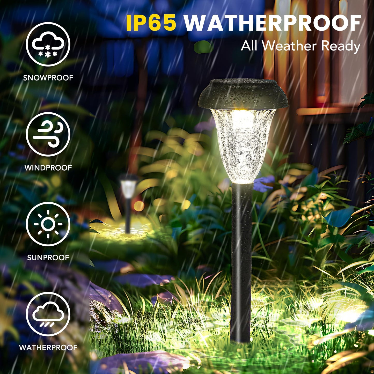 GIGALUMI 12 Pack Solar Lights Outdoor Waterproof, Cool White Pathway Lights Solar Powered, Landscape Lighting, Solar Garden Light for Decor, Patio, Garden, Yard, Pathways, Walkways