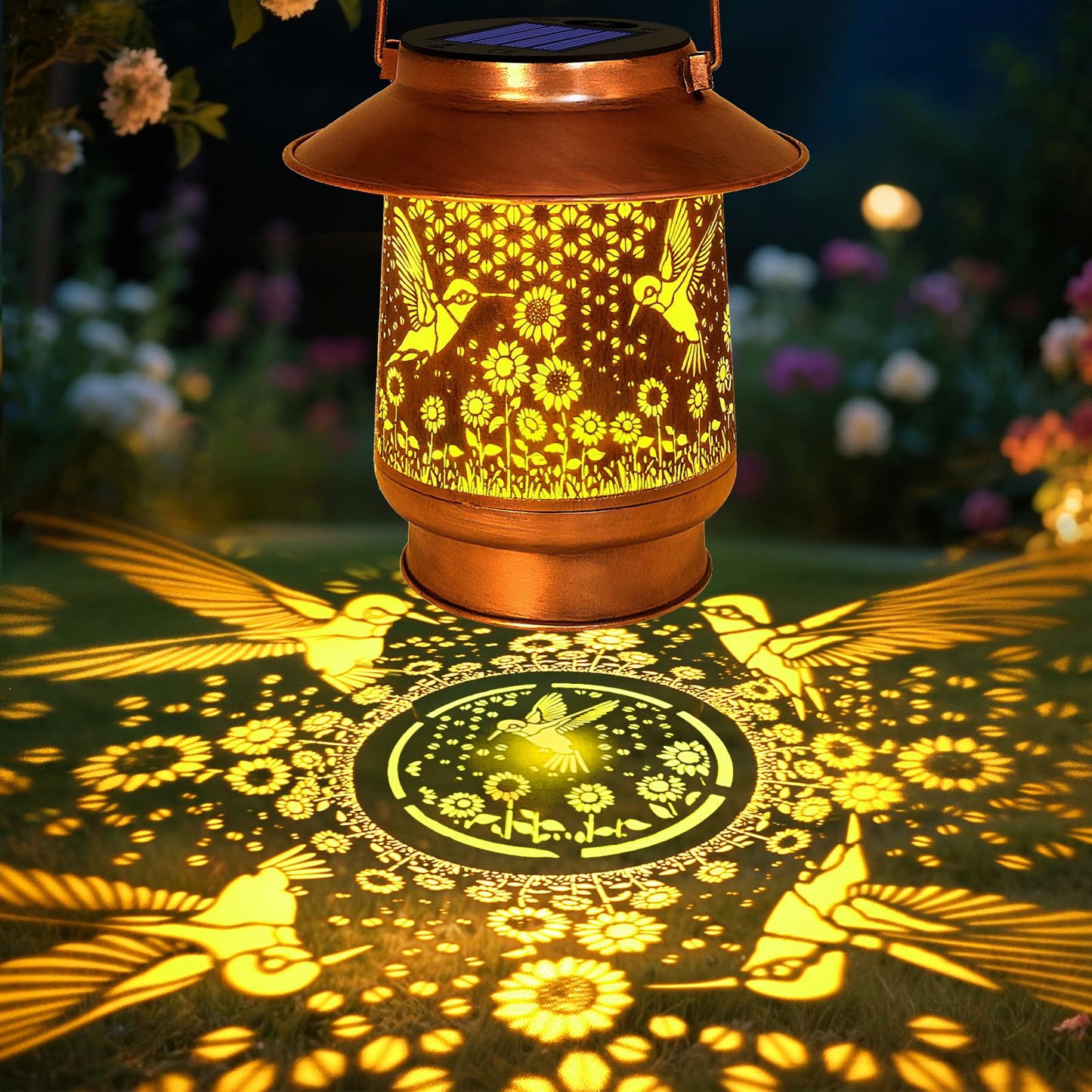 Hummingbird Solar Lanterns Outdoor Waterproof, Birthday Mother's Day Gifts for Women Mom Grandma, Metal Solar Hanging Lights Garden Decor for Yard Patio Lawn Pathway Landscape