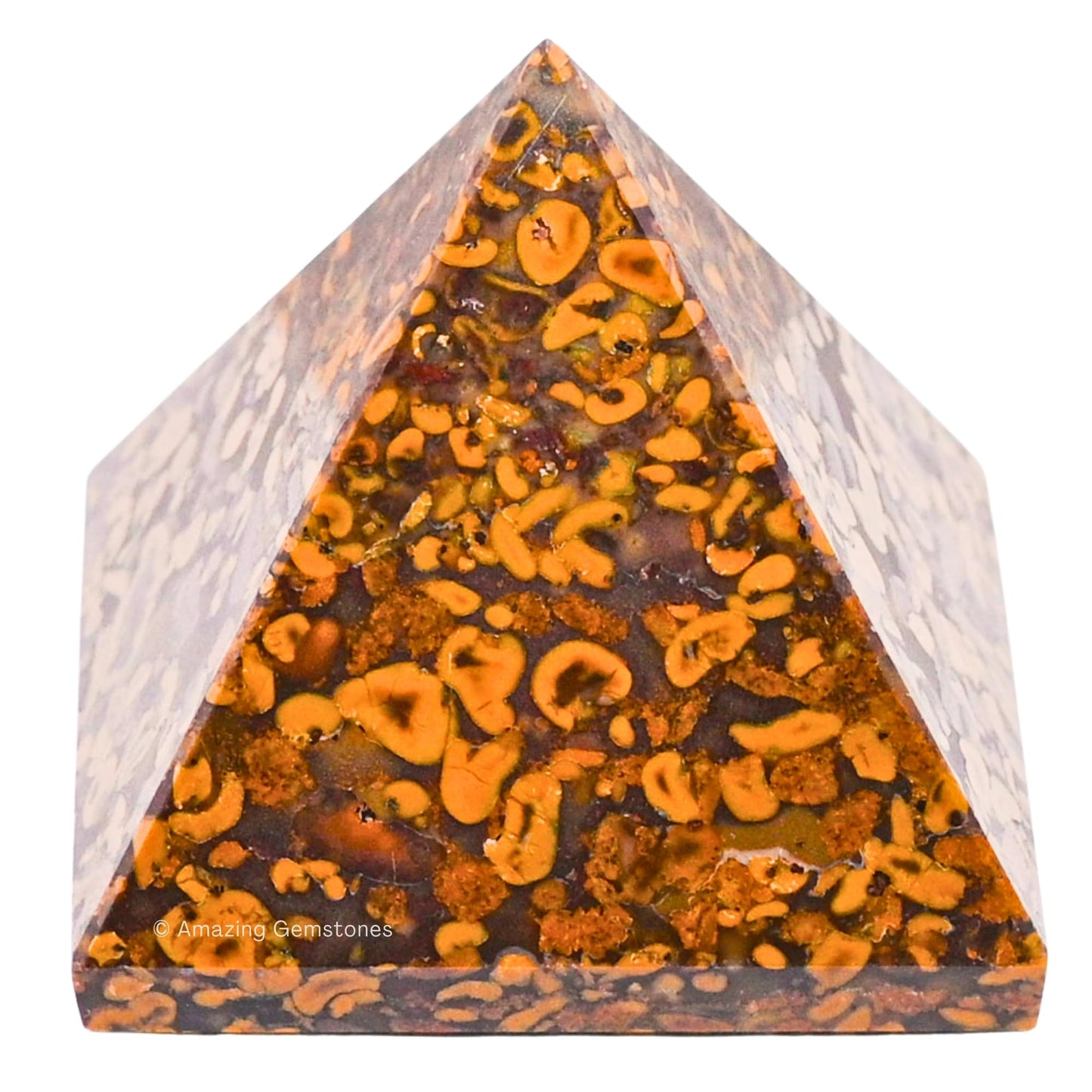 Amazing Gemstone Fruit Jasper Pyramid Crystal Healing Stones - 2" Great Pyramid Figurine of Natural Stone Pyramid for Meditation, Reiki, Chakra Balancing and Crystal Pyramids Grid