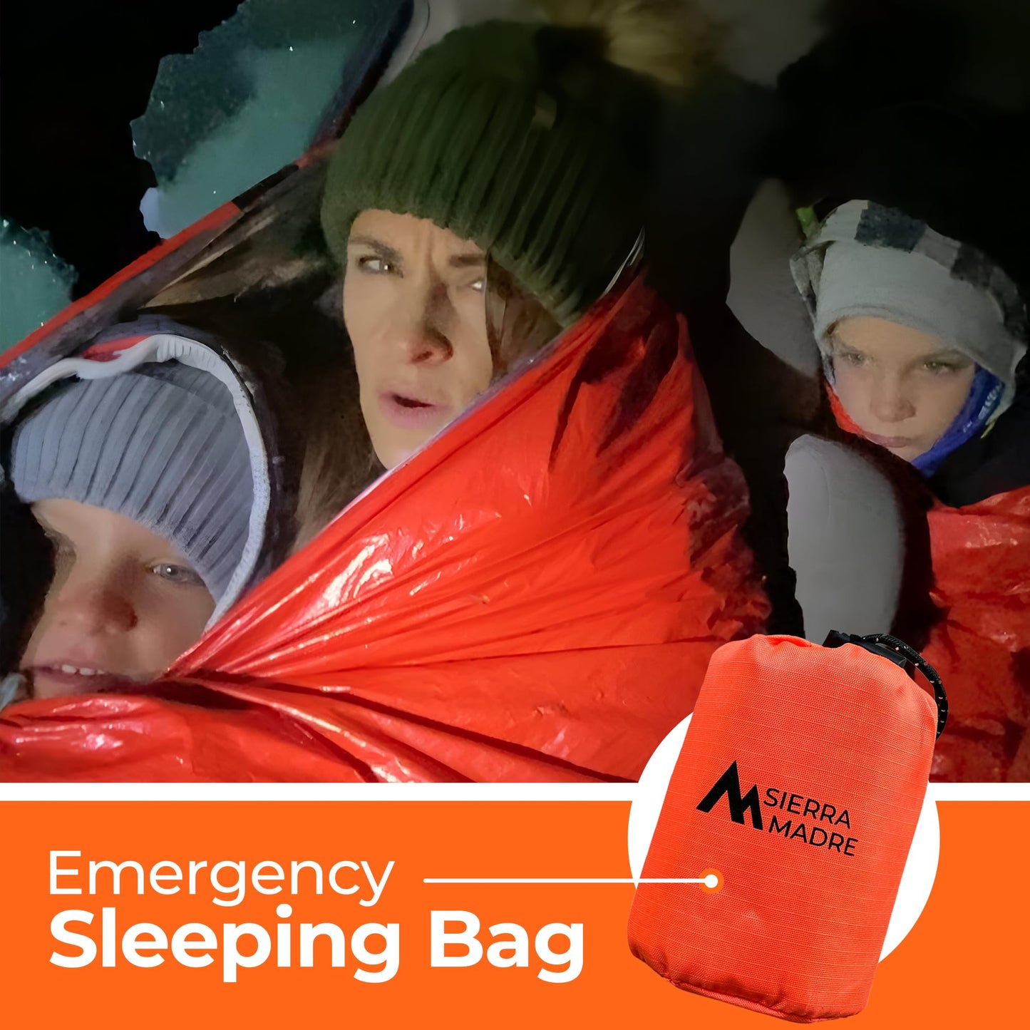 Sierra Madre Emergency Sleeping Bag – Ultralight, Waterproof Mylar Thermal Bivy Sack Tent for Hiking, Bug-Out Bags, Survival Kits – Emergency Survival Space Blanket for Heat Retention 10 Pack