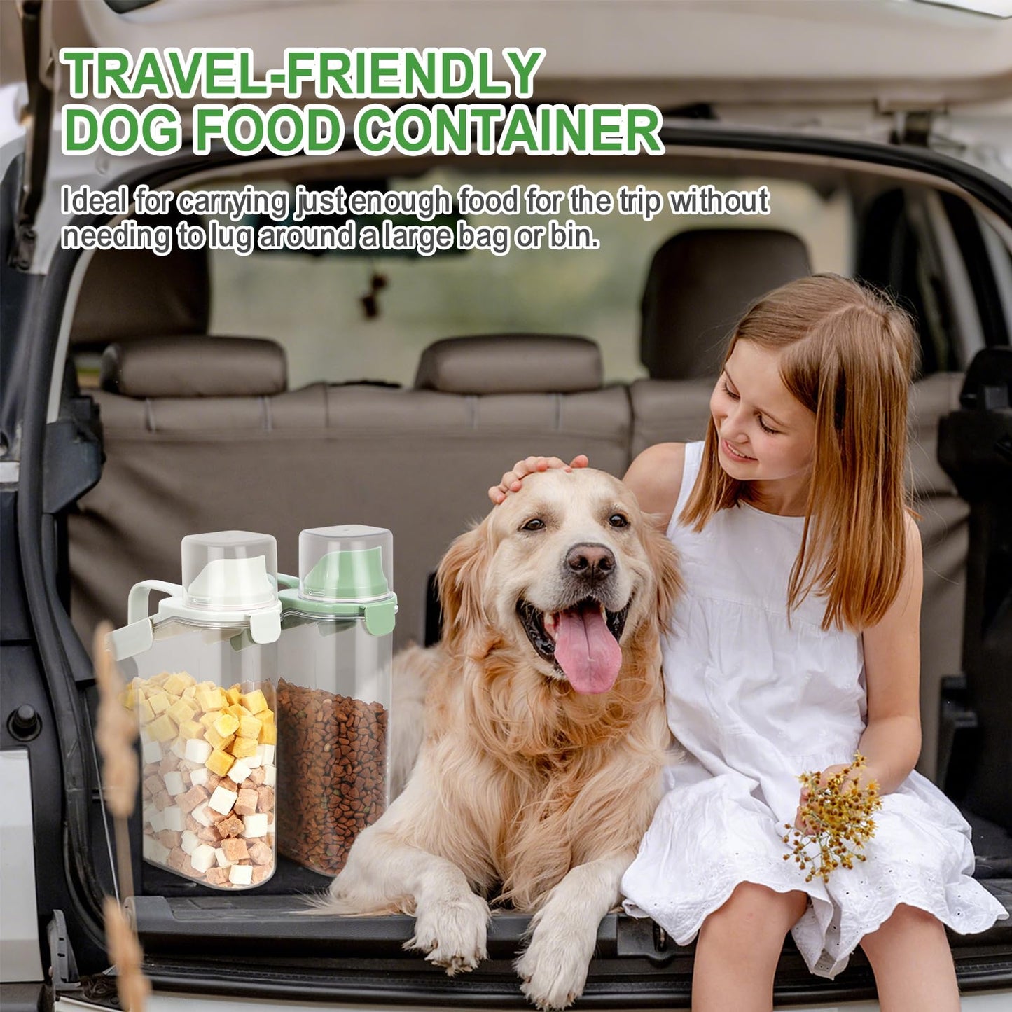 TBMax Rice Container Cereal Storage Container 2 Pack, Kitchen Pantry Dry Food Storage Holder with Easy-Pouring Spout & Handy Cup, Small Pet Dog Cat Food Dispenser for Daily Feeding