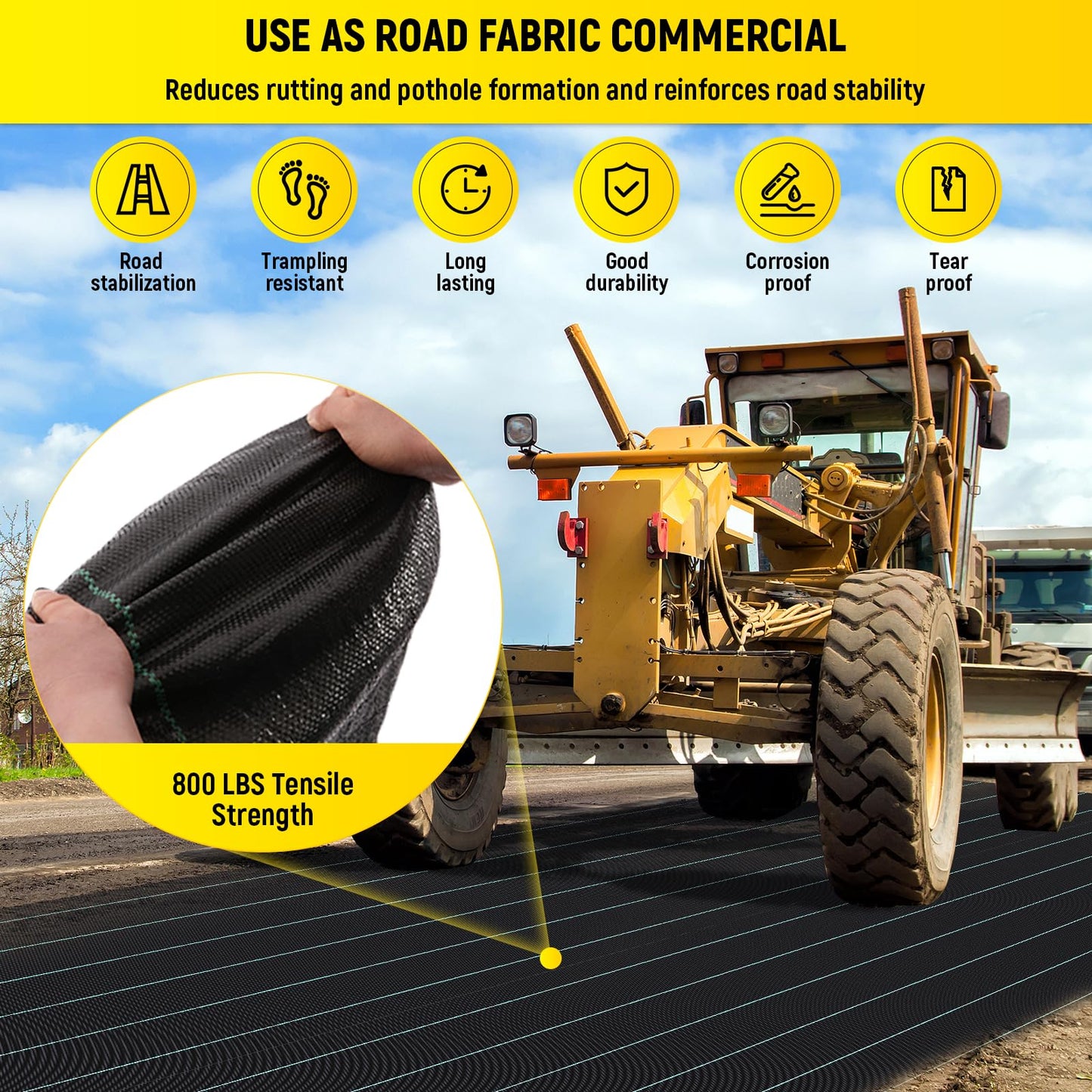 Doniks 6.5x300ft Driveway Fabric,3.5OZ Commercial Heavy Duty Weed Barrier Fabric, Garden Landscape Fabric,French Drain Fabric for Erosion Control,Landscape Fabric,Weed Barrier,Construction Projects