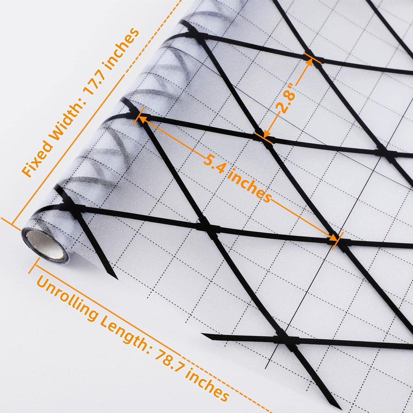 VELIMAX Frosted Black Lattice Window Film Static Cling Window Privacy Films Decorative Glass Vinyl Film for Windows Removable Sun Blocking Anti-UV 17.7x78.7 inches