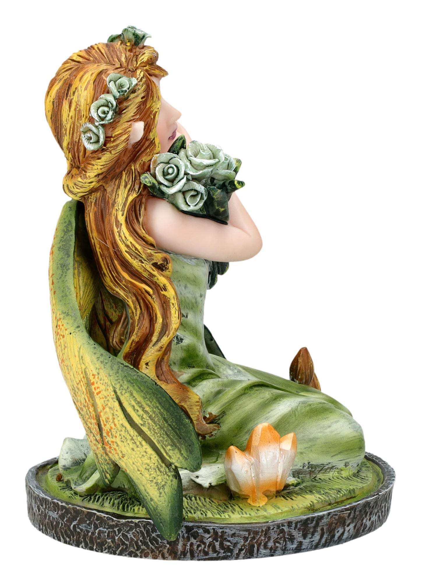 Pacific Giftware 3" Nature Fairy Figurine with Floral Accents and Leaf Wings Small Fairy Statue Perfect for Tabletop Home and Garden Decor