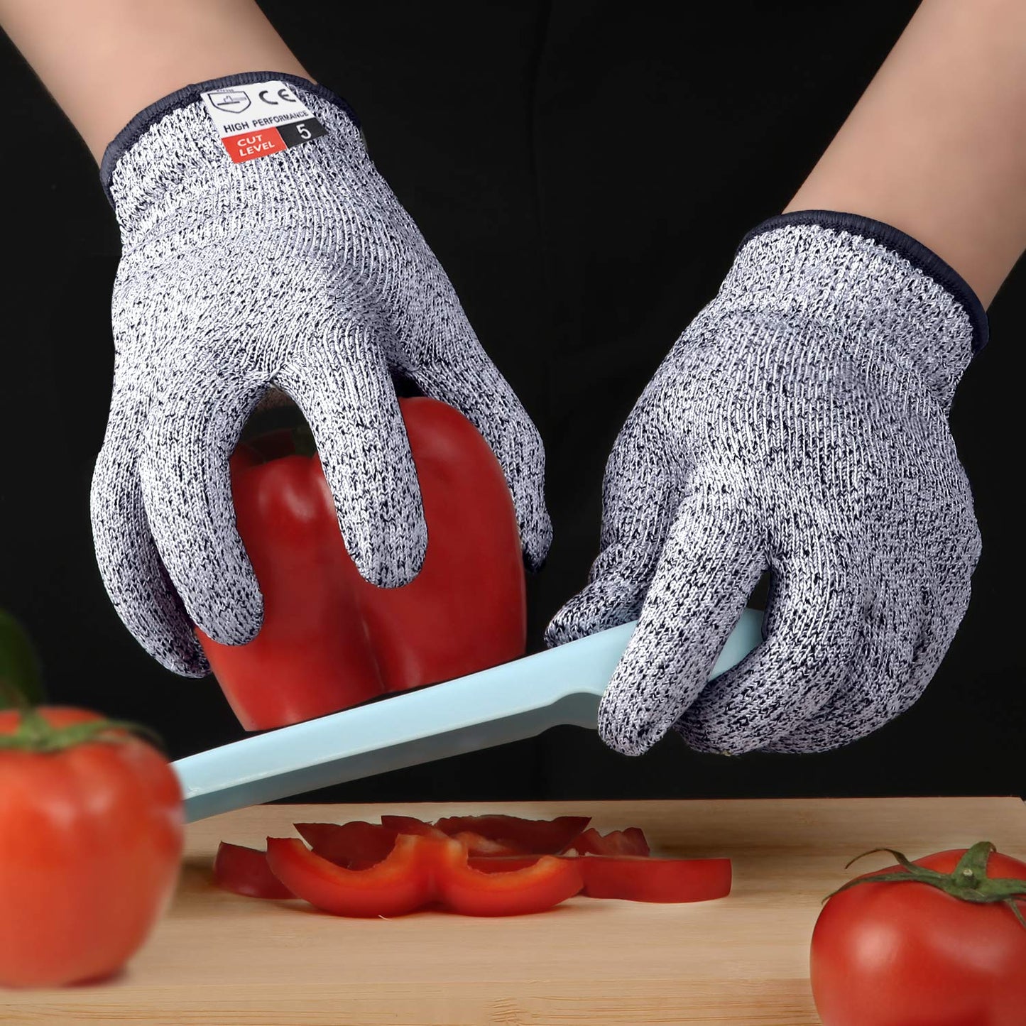 Apaffa Cut Resistant Work Gloves Large, 2PCS Cut Proof Gloves with Anti-slip Silicone Coating, Level 5 Protection